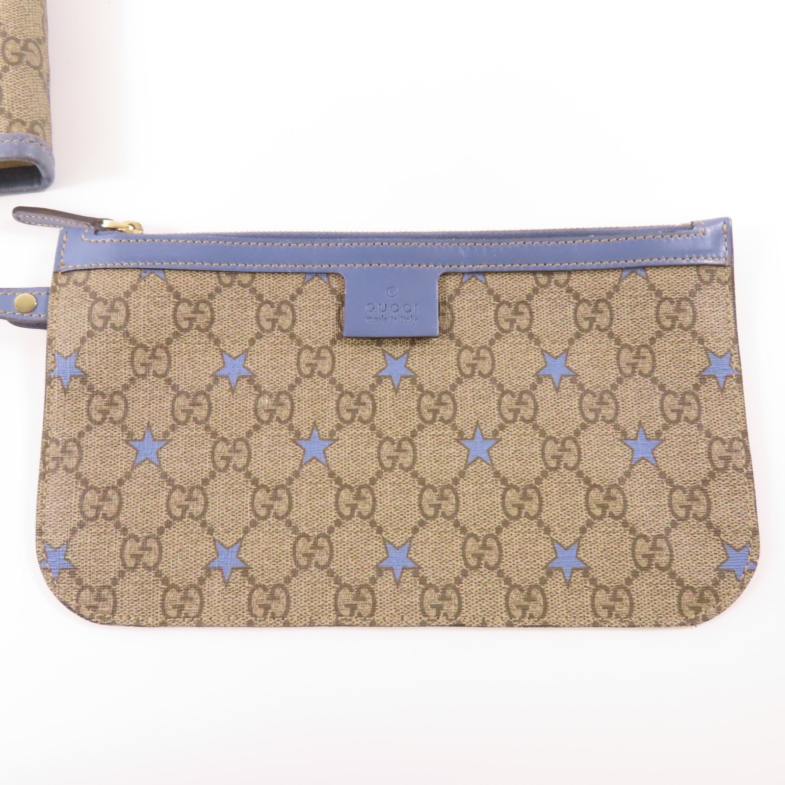 GUCCI GG Tote Bag 309497 PVC Coated Canvas Brown Blue
