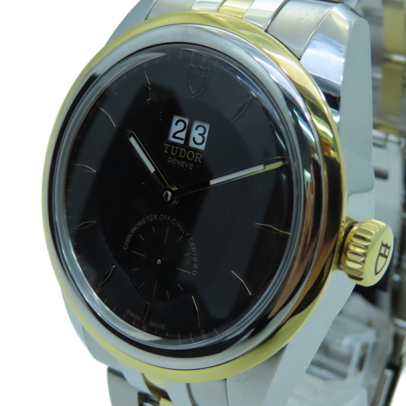 TUDOR Glamor Double Date 42MM Stainless Steel/18K Gold Watch Automatic Movement Black