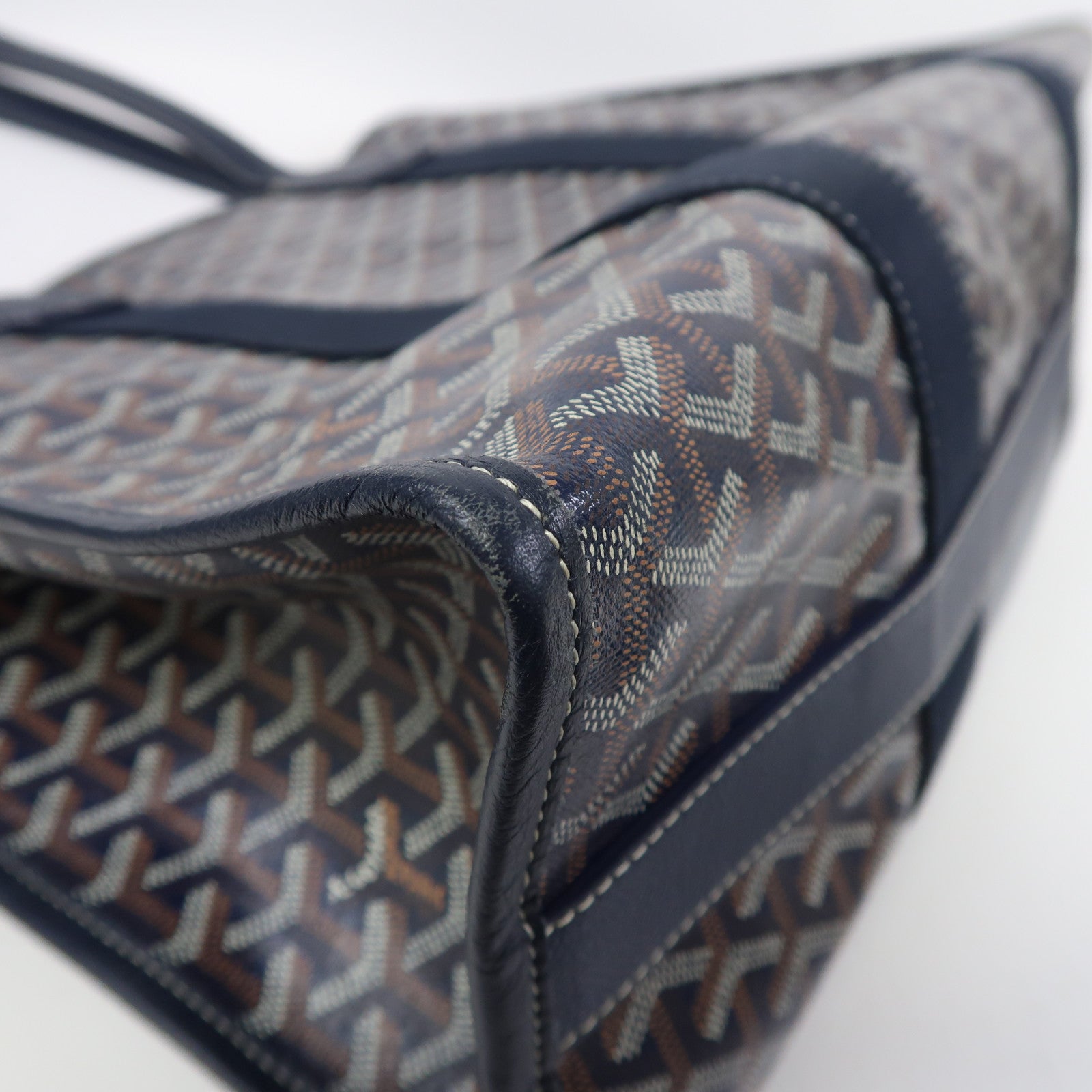 GOYARD 塗層帆布/皮革Villette肩背袋藍色