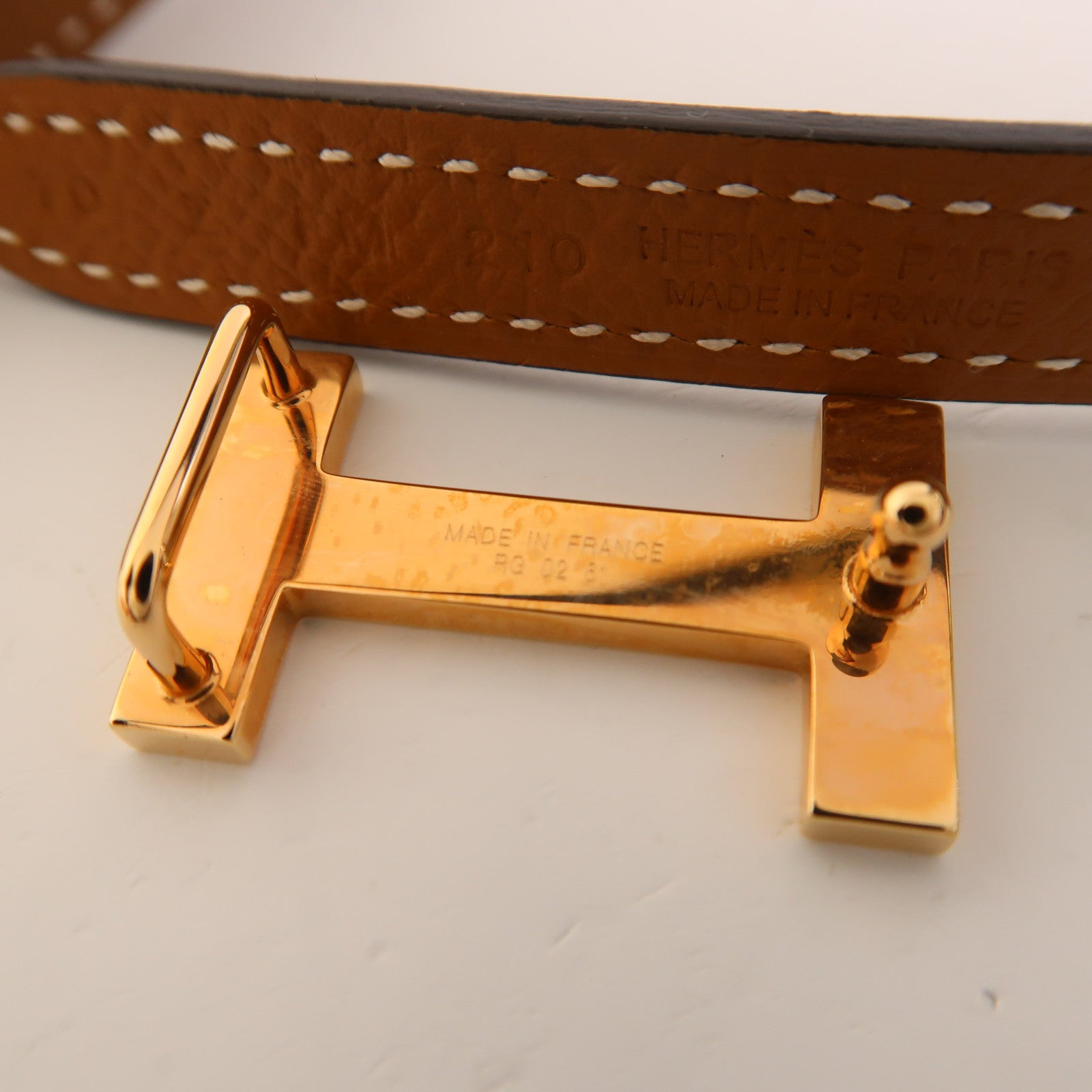 HERMES Epsom皮革/Swift皮革Focus Belt Buckle金扣皮帶Gold/Noir