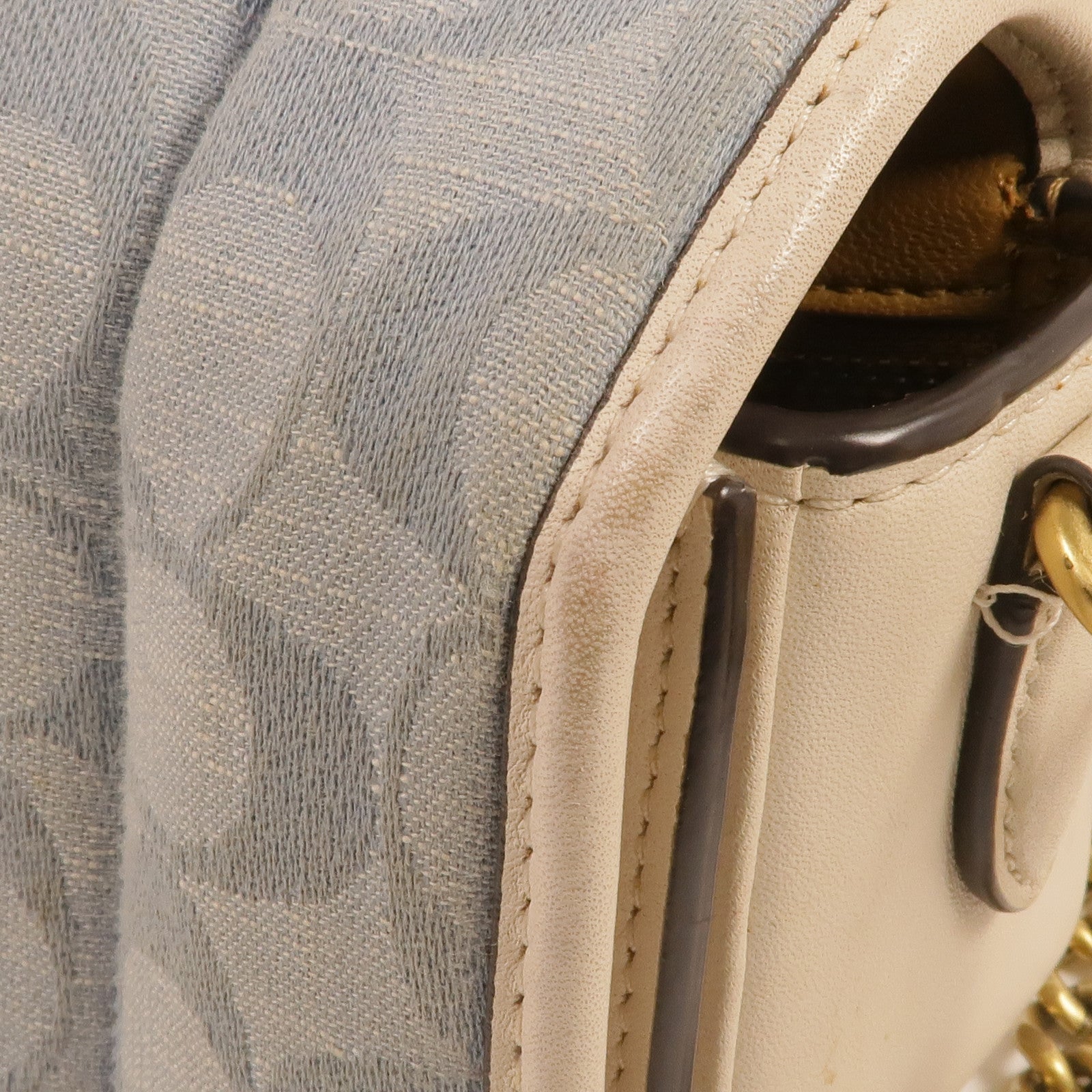 COACH 牛仔布/皮革Shoulder Bag金扣肩背袋