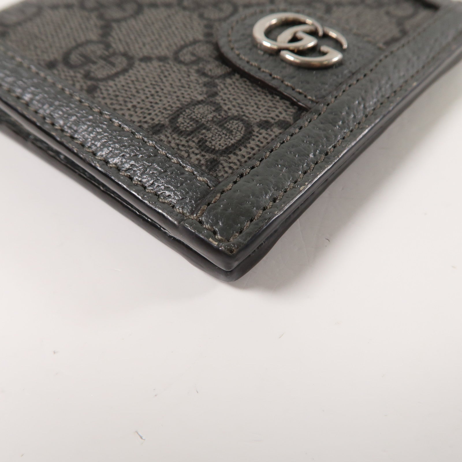 GUCCI 【激減優惠】塗層帆布Ophidia GG Wallet銀扣折疊錢包灰色