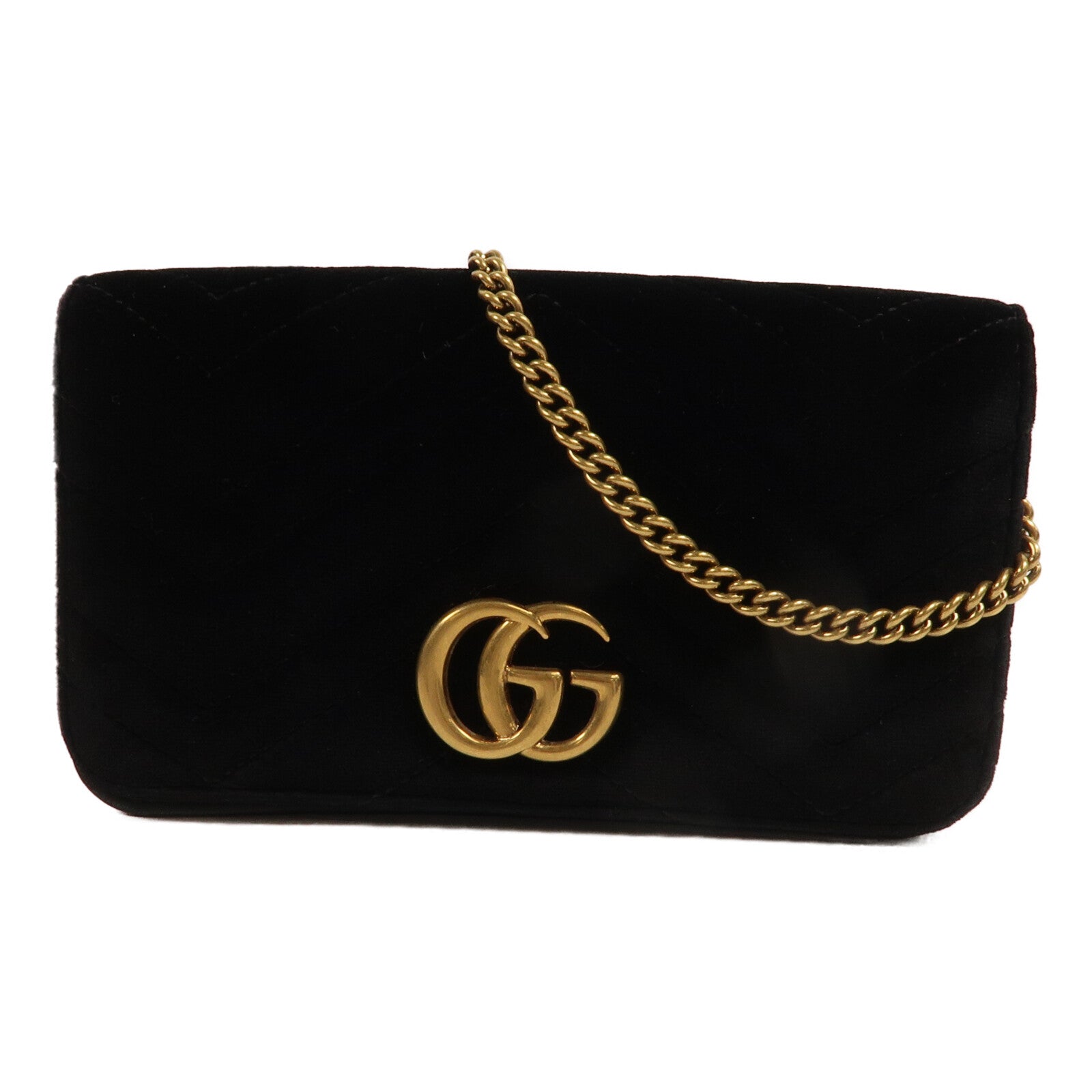 GUCCI 天鵝絨GG Marmont鏈帶肩背袋