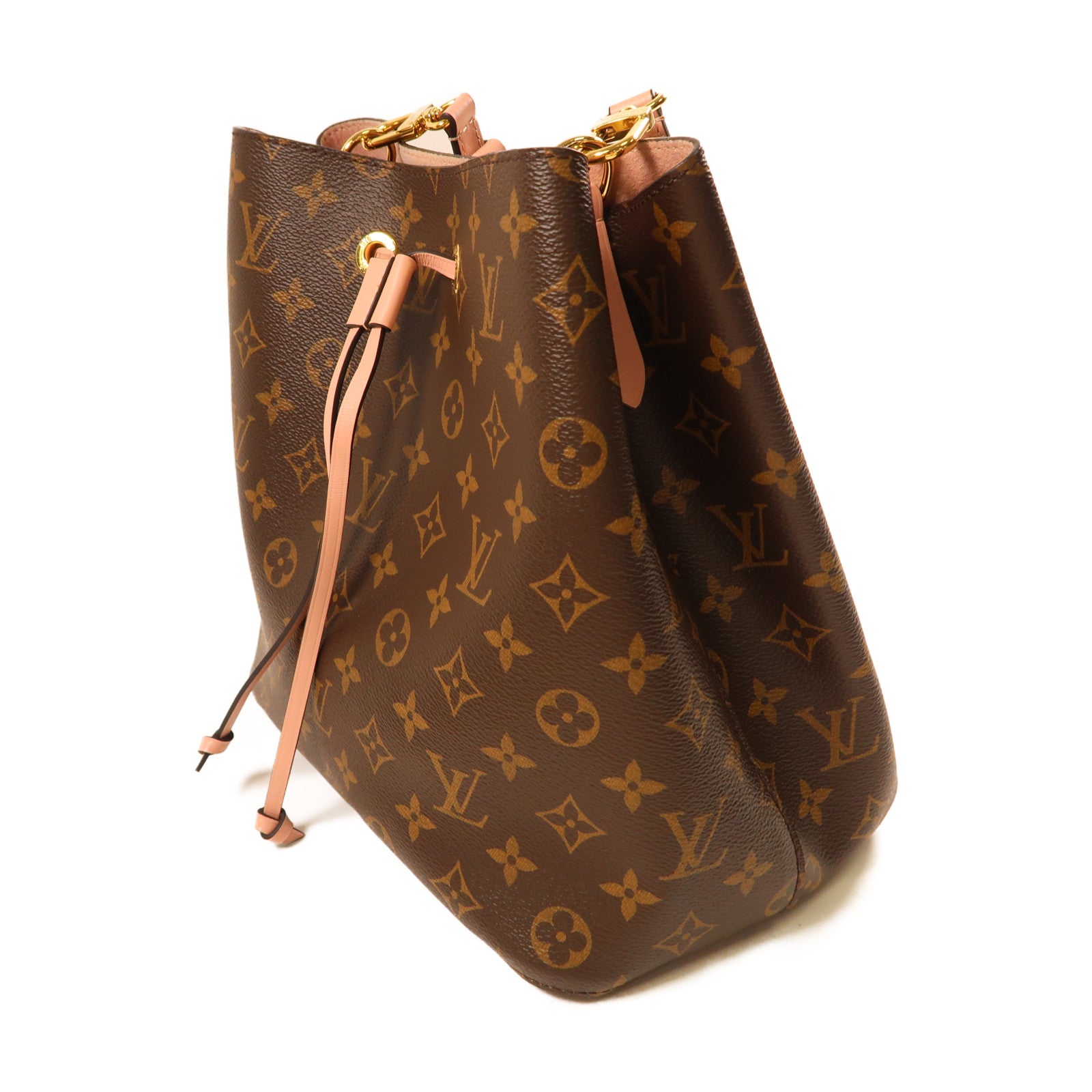 LOUIS VUITTON Monogram Neo Noe金扣手挽肩背兩用袋啡色/粉紅色