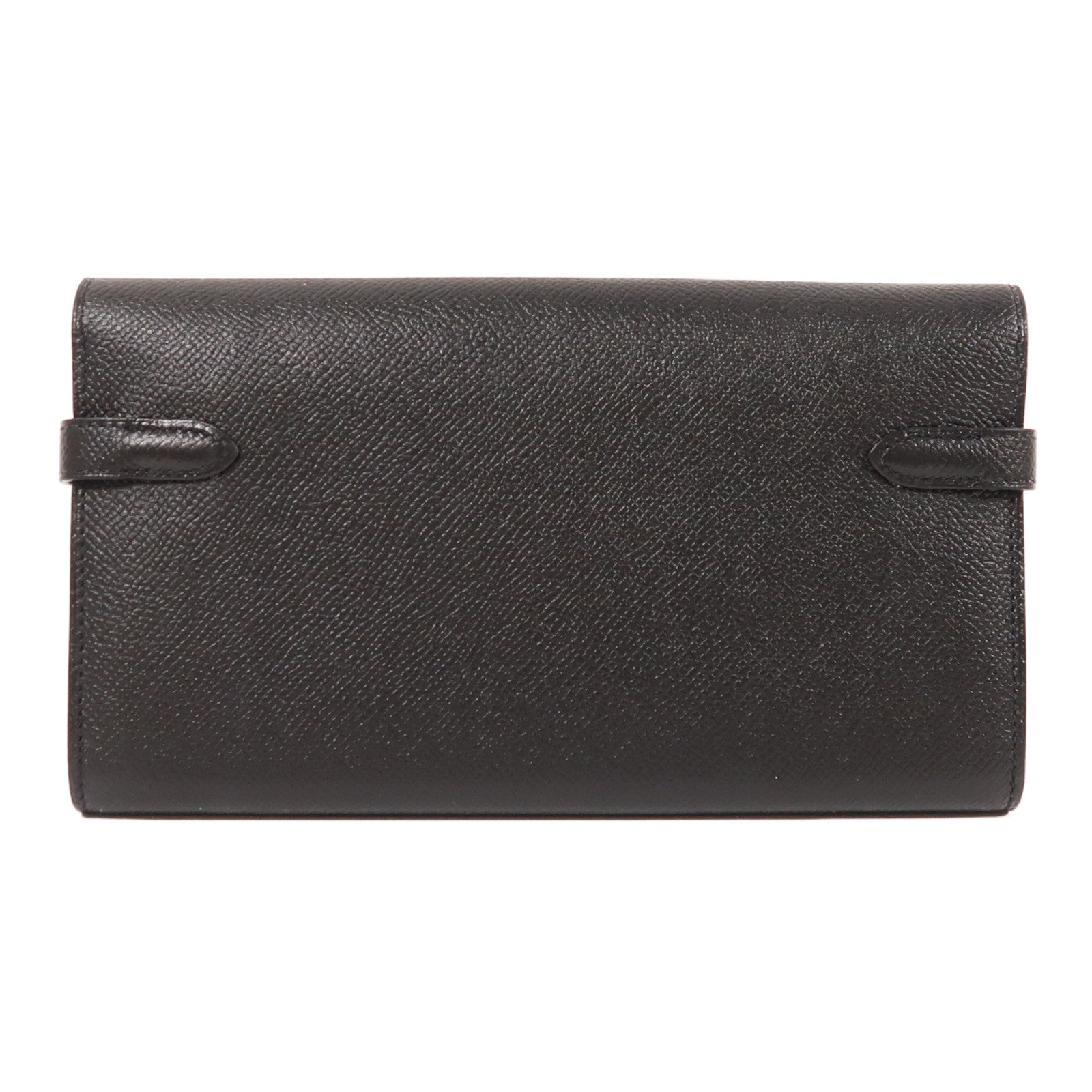 HERMES Epsom皮革Kelly Wallet銀扣長錢包Noir