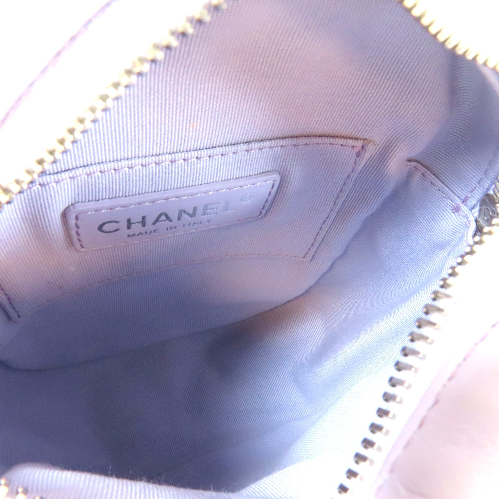 CHANEL 【激減優惠】菱格羊皮皮革Chain Shoulder銀扣鏈帶肩背袋紫色