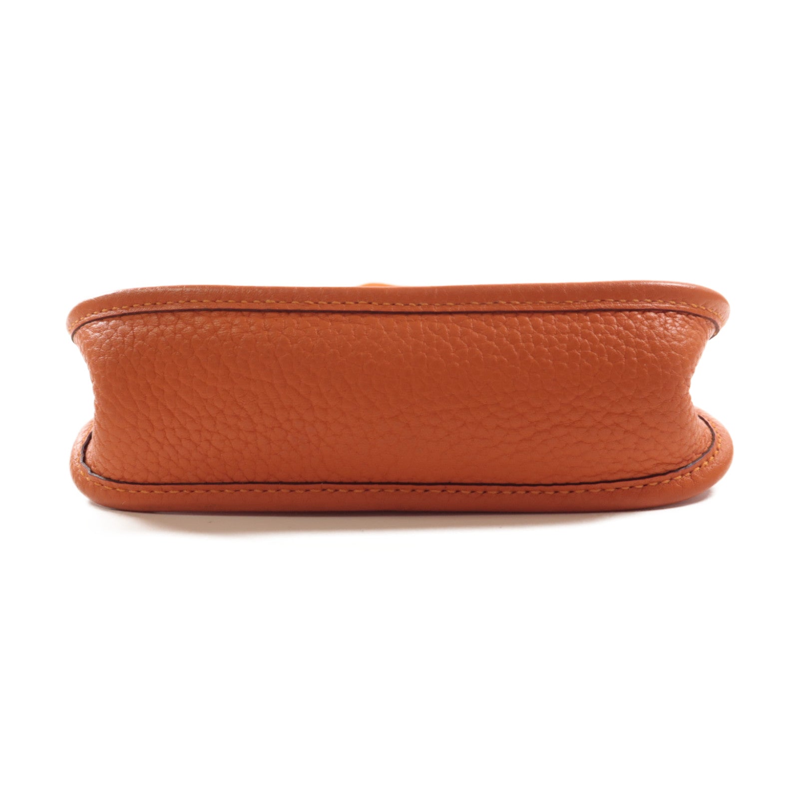 HERMES Clemence皮革Evelyne TPM銀扣肩背袋橙色