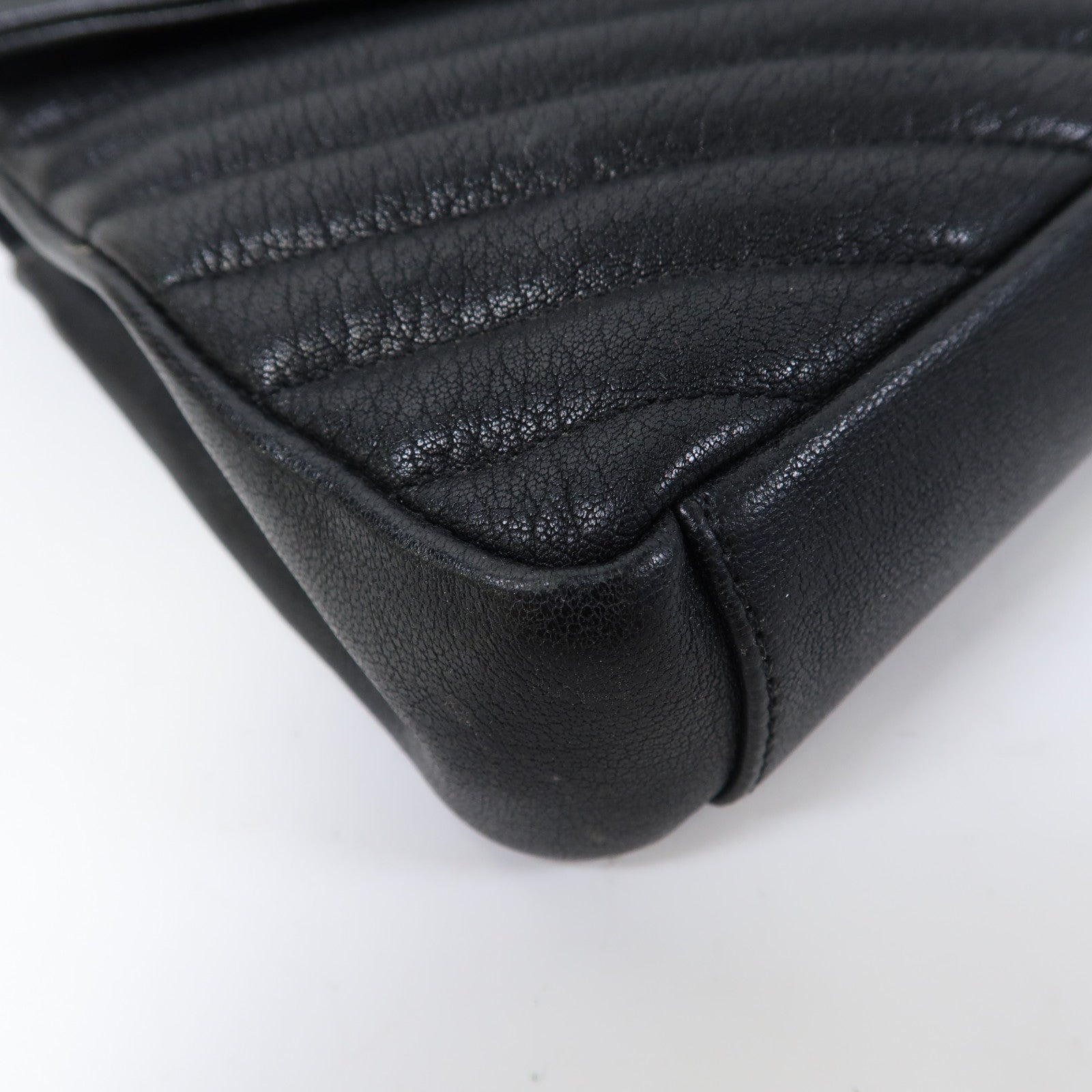 SAINT LAURENT 【激減優惠】斜紋牛皮皮革College Medium銀扣手挽肩背兩用袋黑色