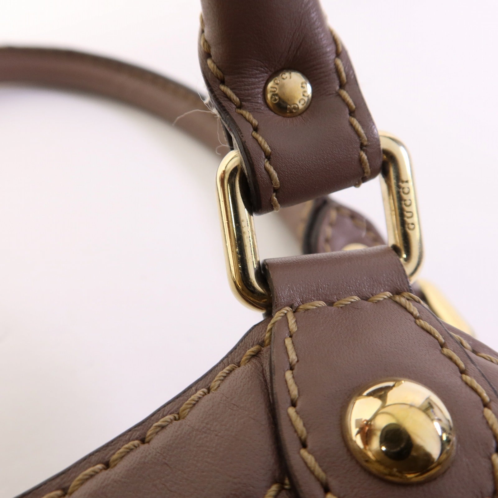 GUCCI 帆布Sukey Tote金扣手挽袋棕色
