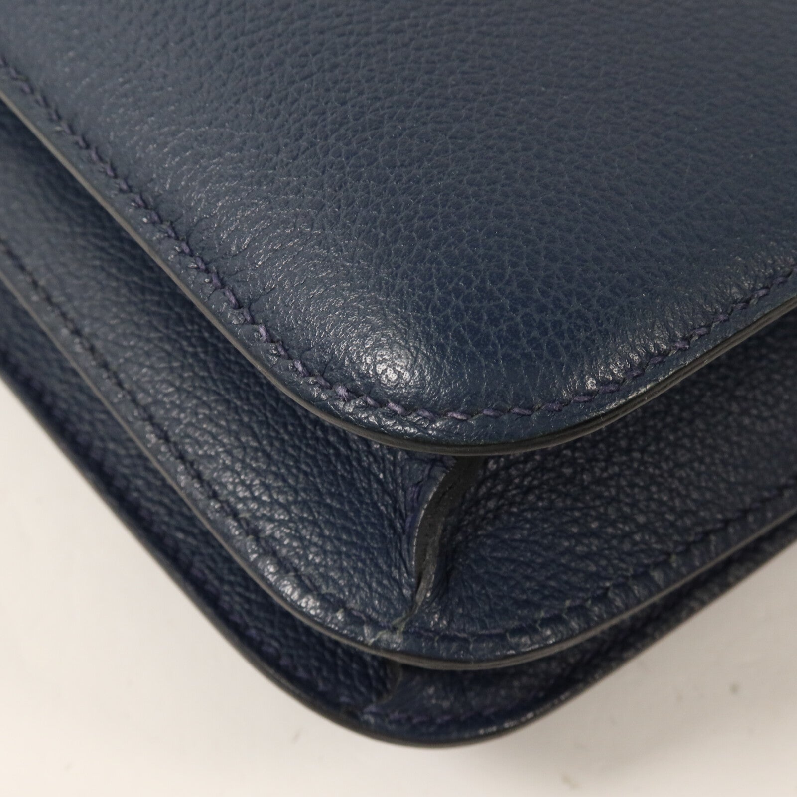 HERMES Evercolor皮革Constance Mini肩背袋Bleu Agate