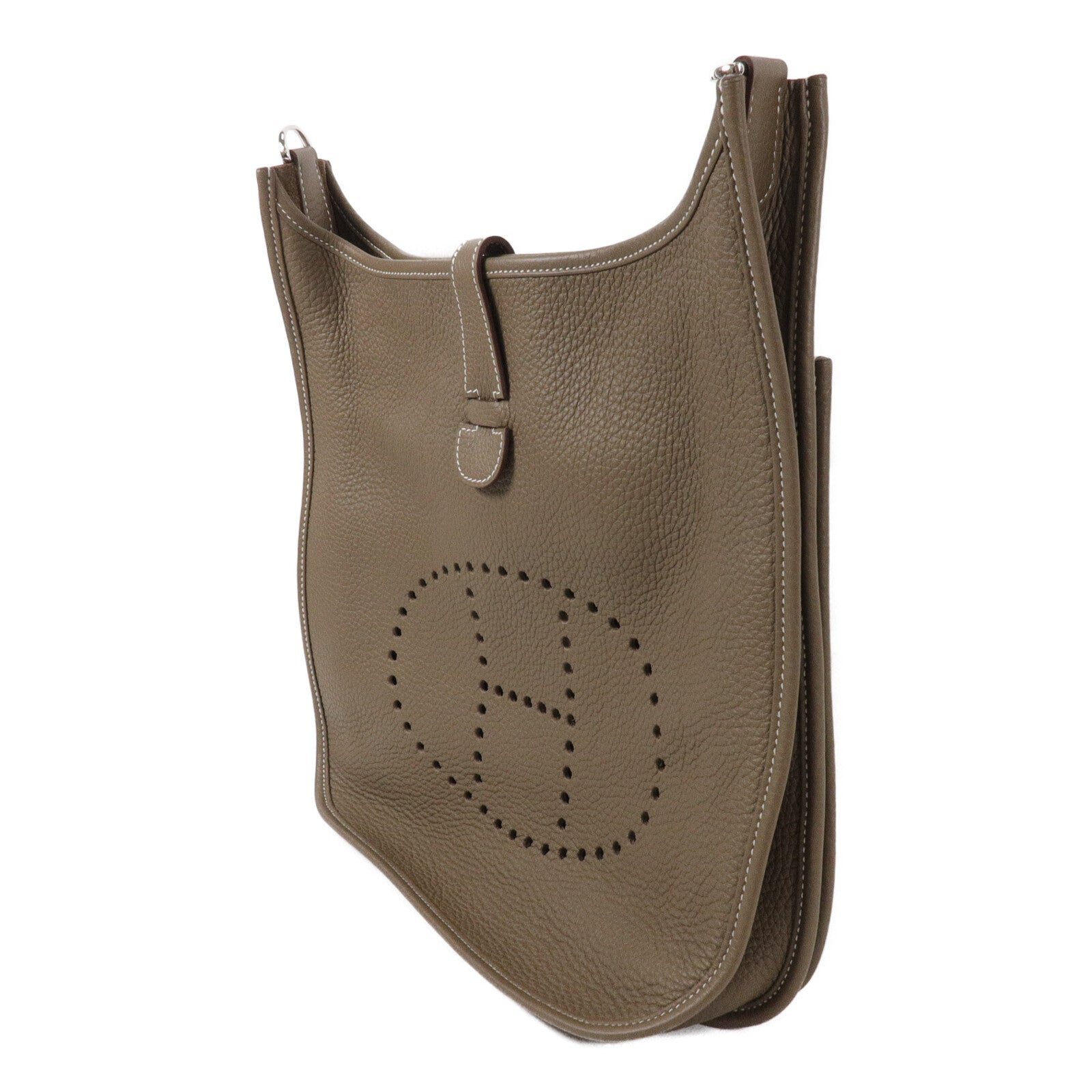 HERMES Clemence皮革Evelyne GM肩背袋Etoupe