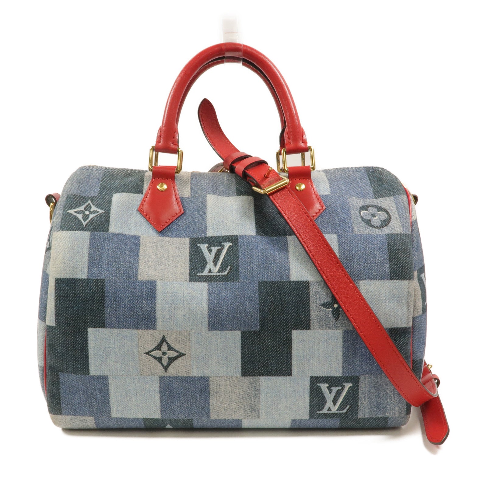 LOUIS VUITTON Monogram Denim Speedy Bandouliere 30手挽肩背兩用袋