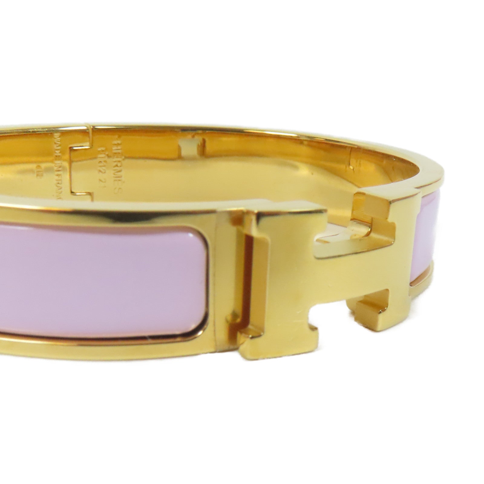 HERMES 金屬Clic H Bracelet手鐲粉紅色