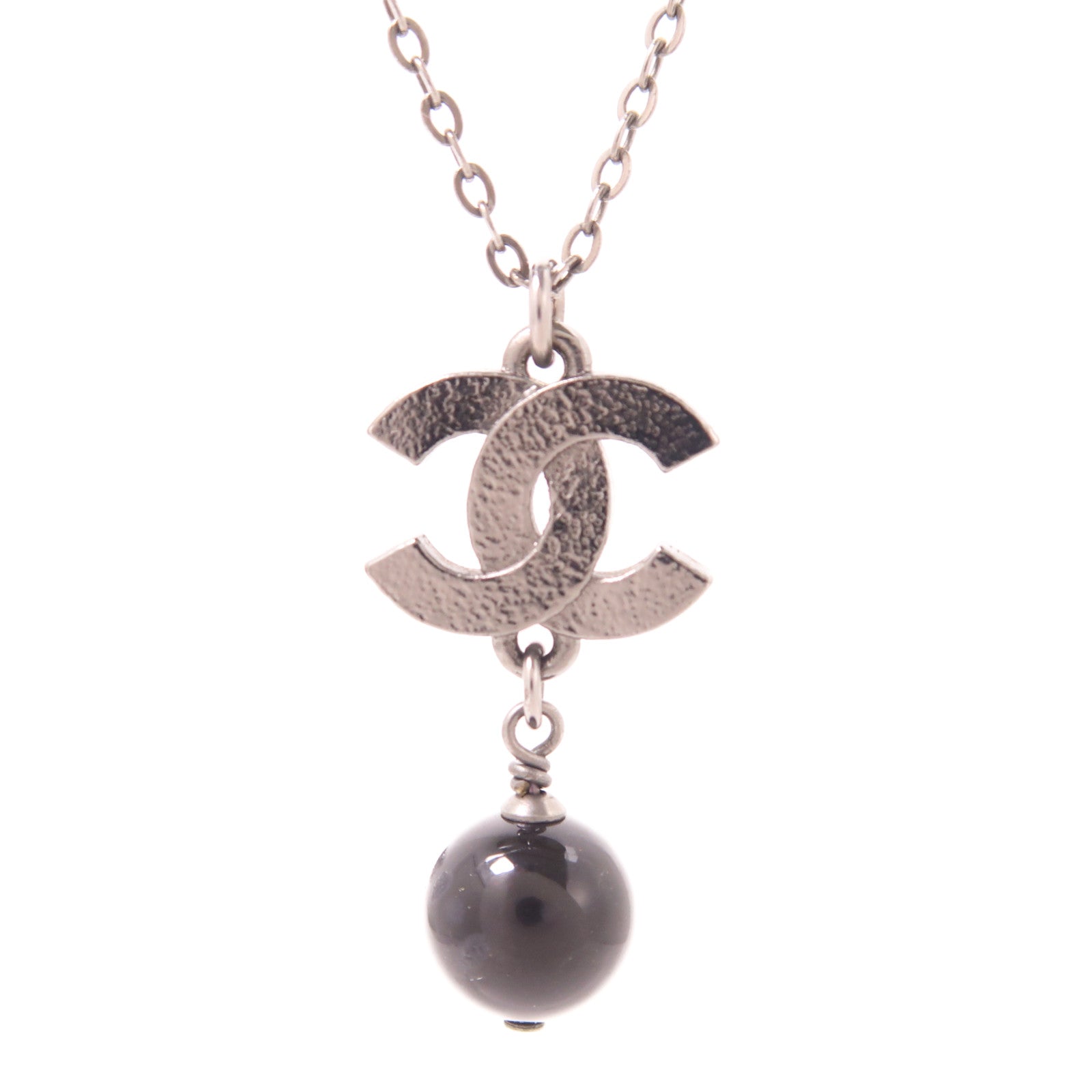 CHANEL CC Necklace Metal Black