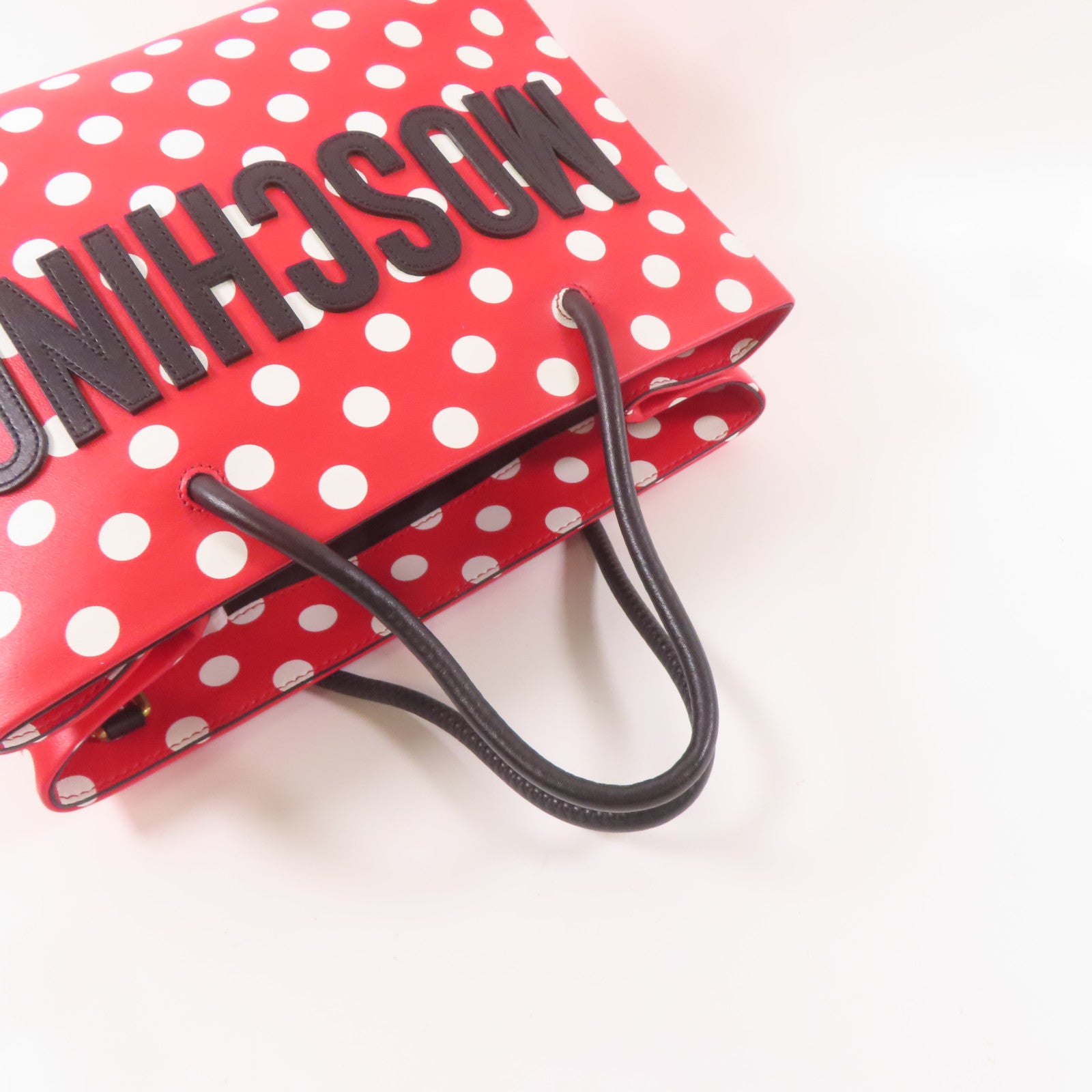 MOSCHINO 牛皮皮革Tote Bag手挽肩背兩用袋紅色/白色