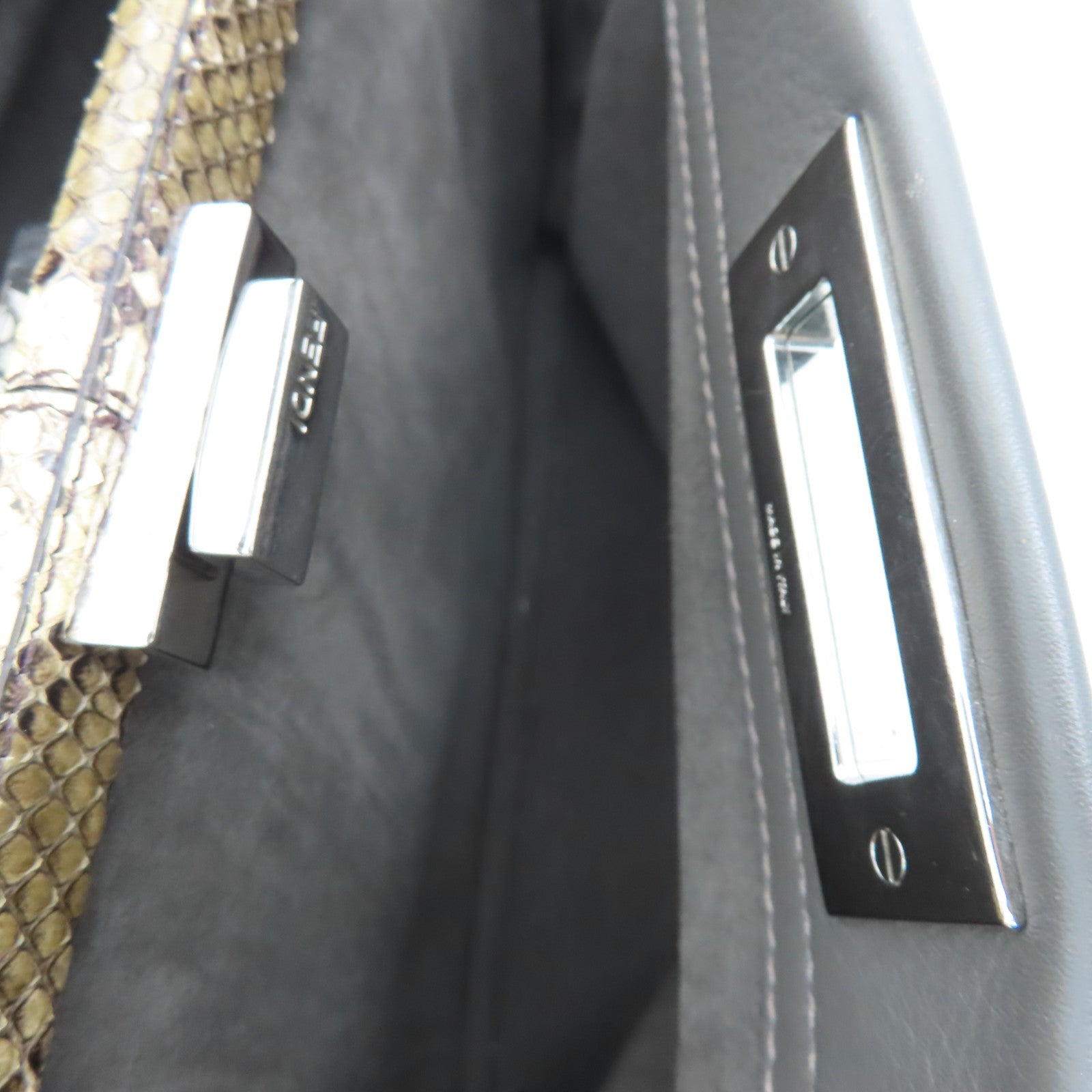 FENDI 【激減優惠】蛇皮皮革/牛皮皮革PeekBoo銀扣手挽肩背兩用袋