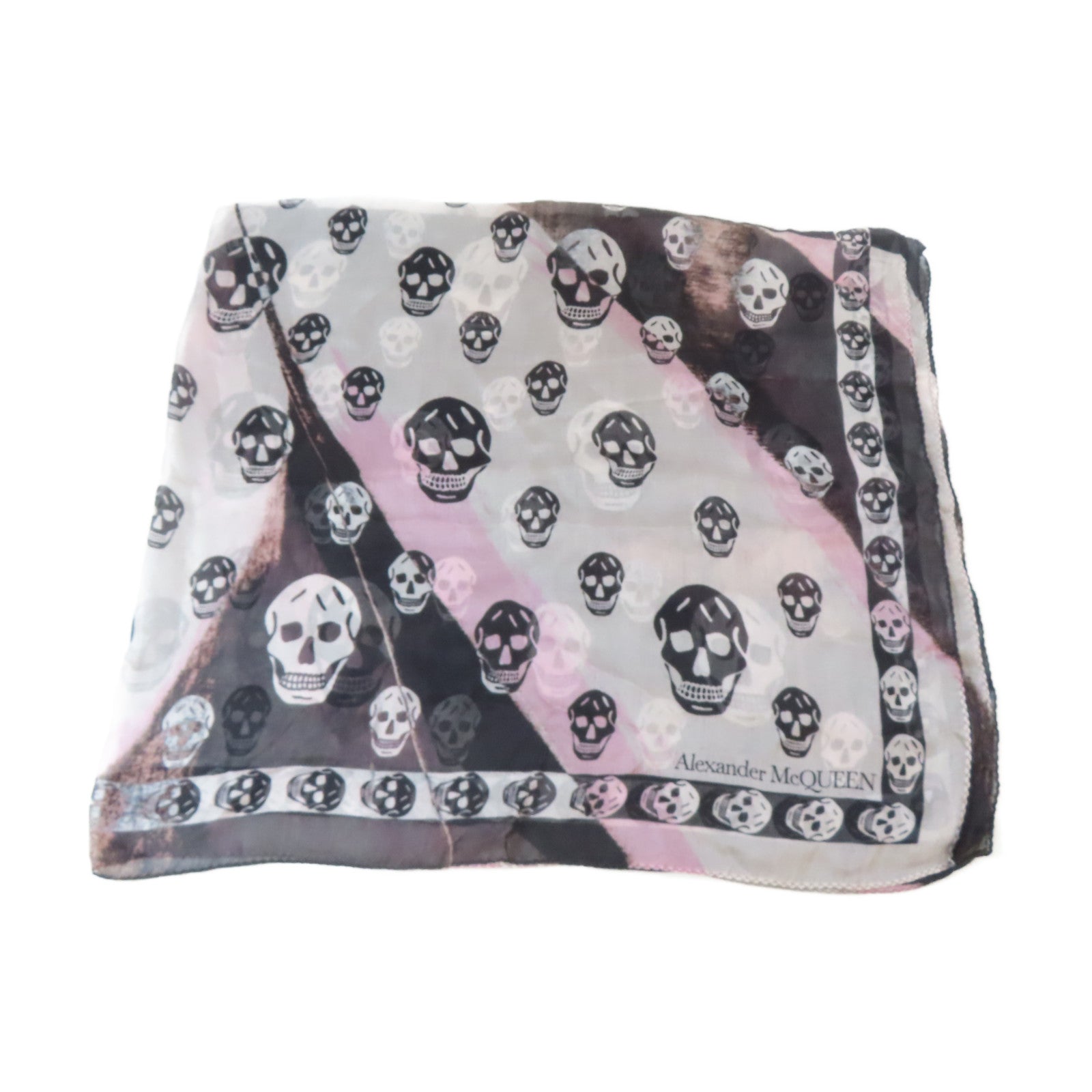 Alexander McQueen 絲質Alexander McQueen圍巾黑色/白色
