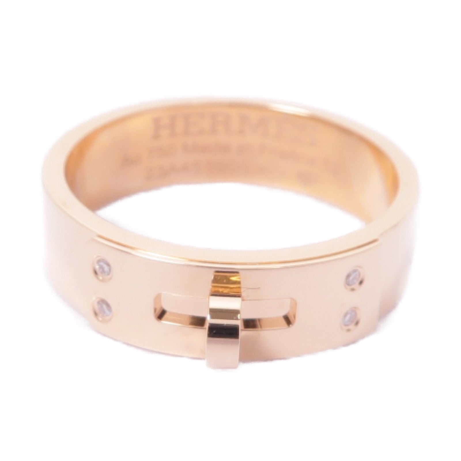 HERMES 18K玫瑰金Bague Kelly PM戒指Hermes#52 US#6