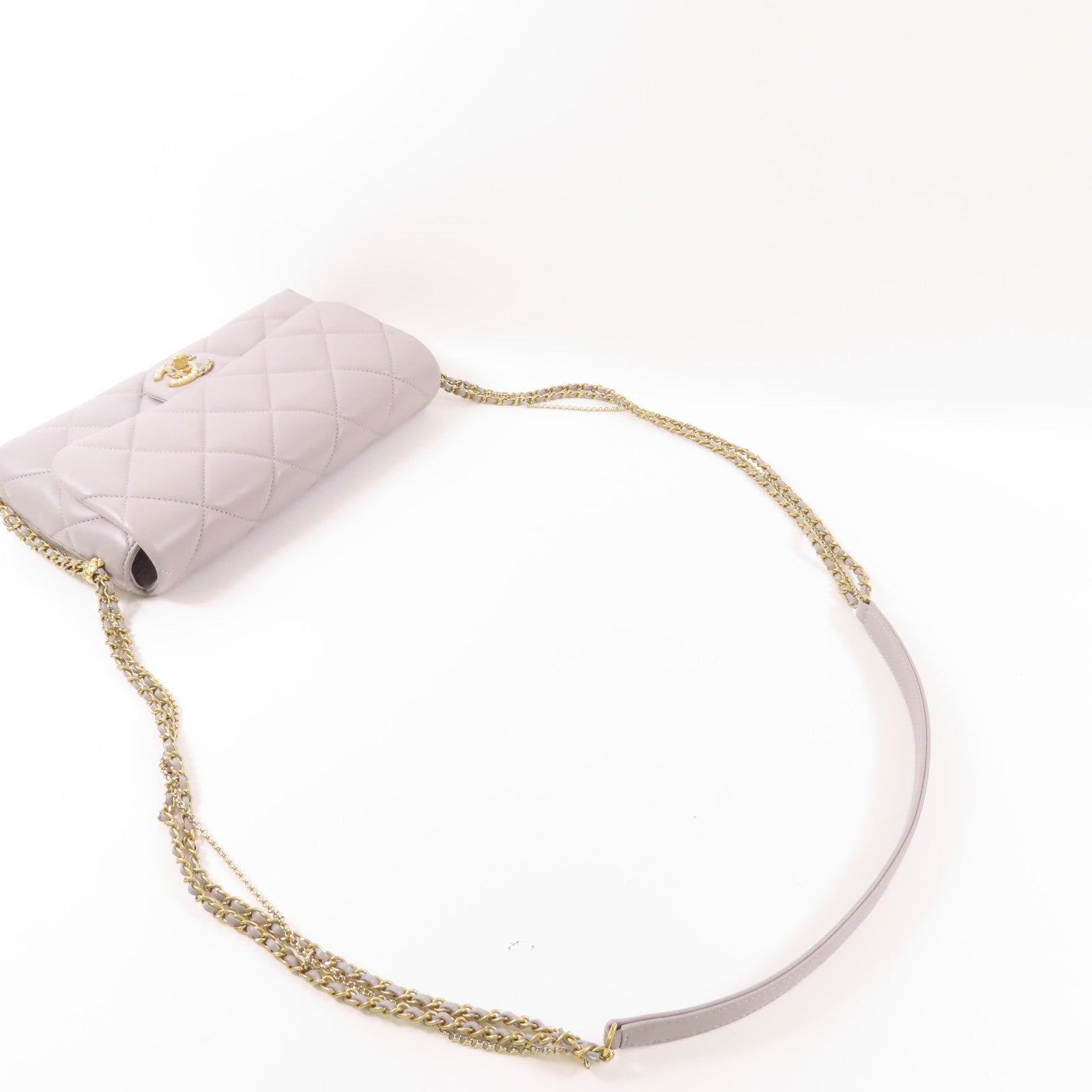 CHANEL 羊皮皮革Shoulder Bag金扣鏈帶肩背袋