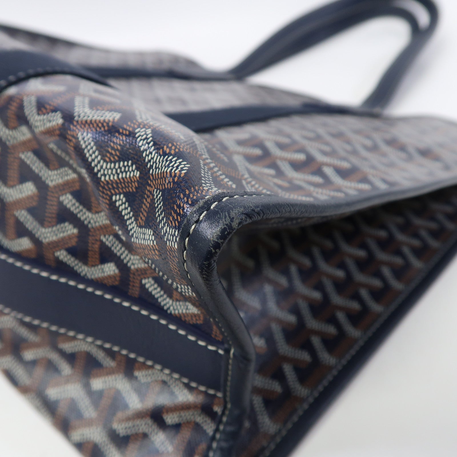 GOYARD 塗層帆布/皮革Villette肩背袋藍色