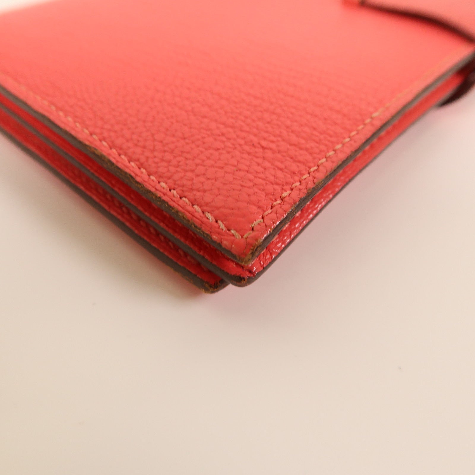 HERMES 【激減優惠】Chevre皮革Bearn Wallet銀扣長錢包粉紅色
