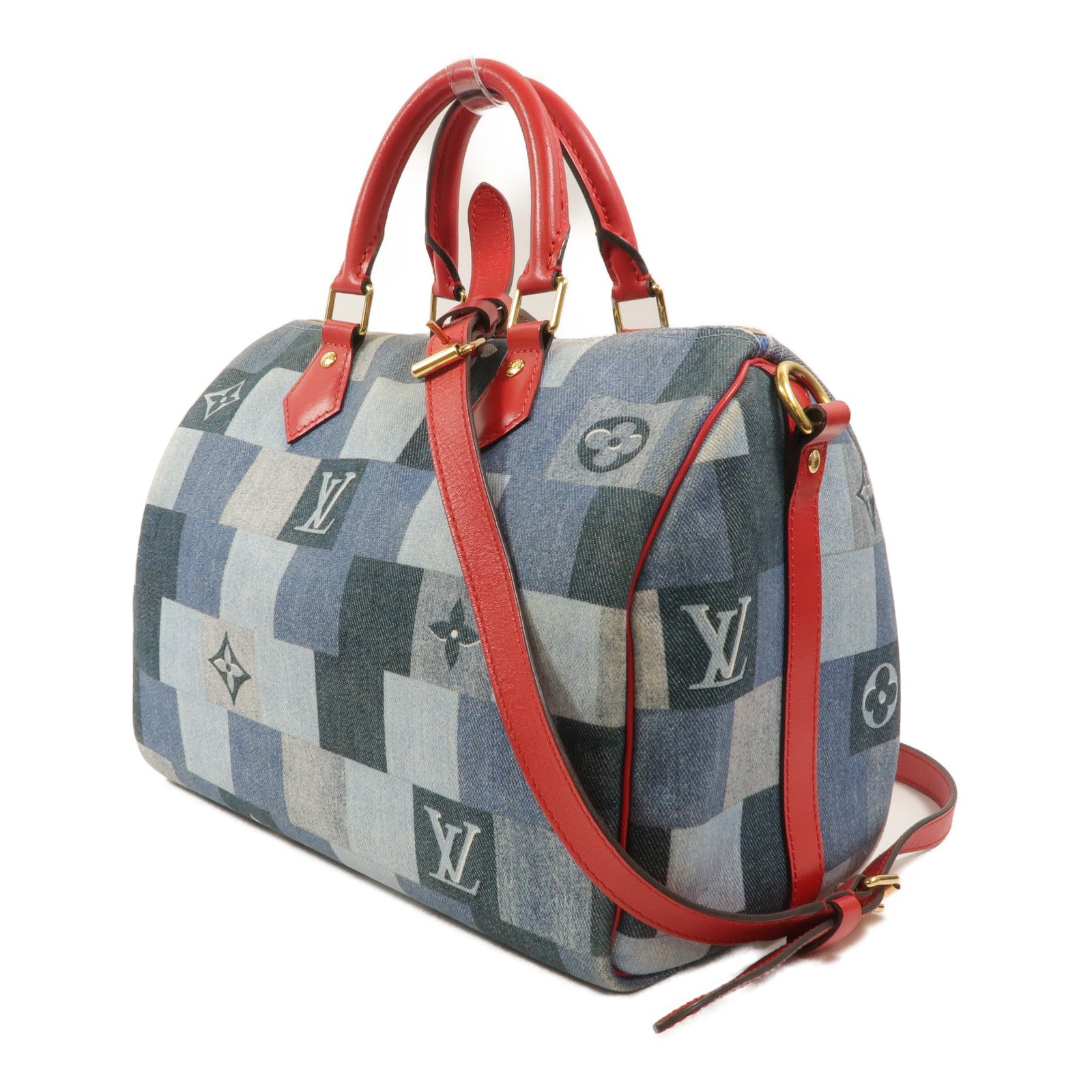 LOUIS VUITTON Monogram Denim Speedy Bandouliere 30手挽肩背兩用袋