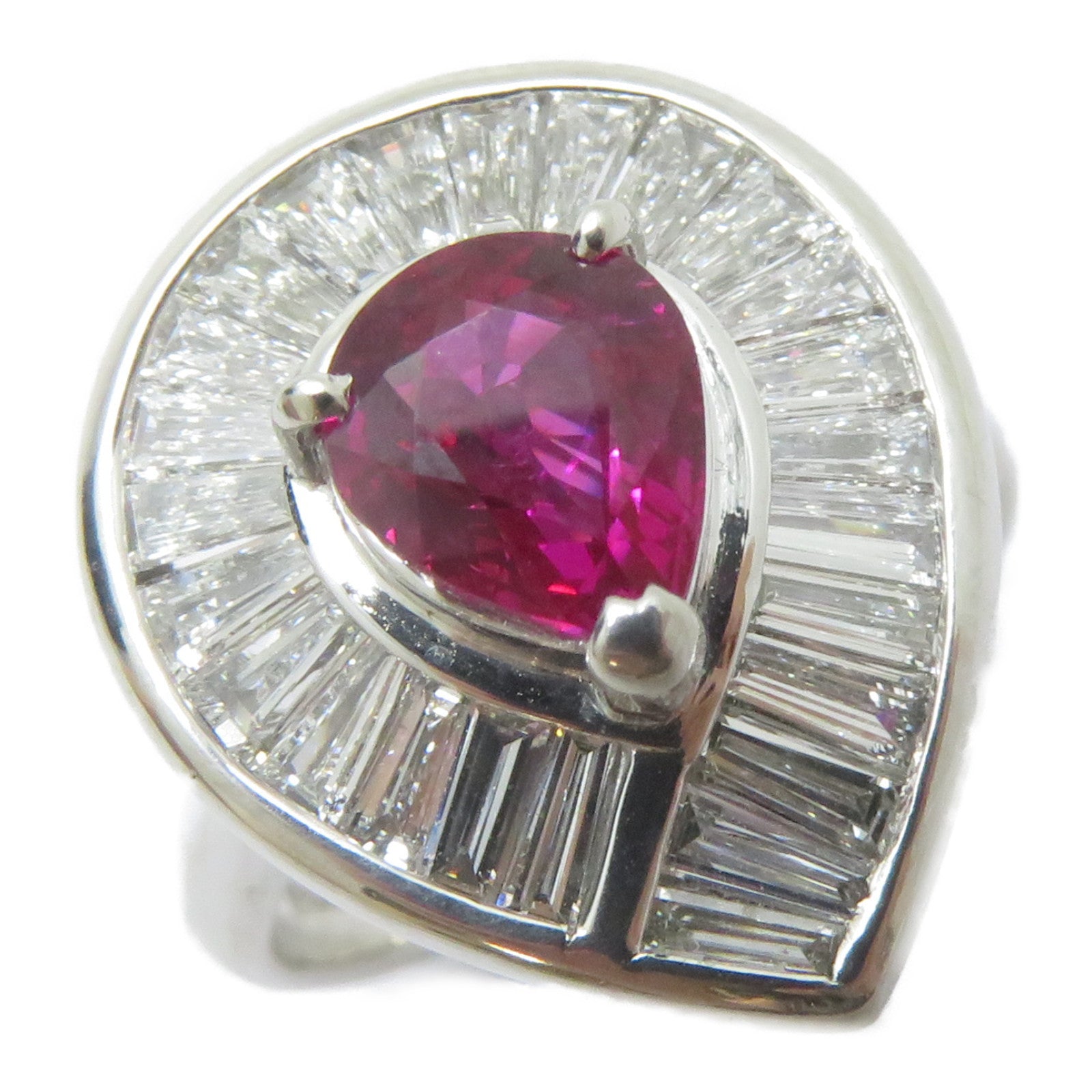 JEWELRY PT900鉑金Ruby Ring 1.34ct紅寶石/1.01ct鑚石戒指US#6.25
