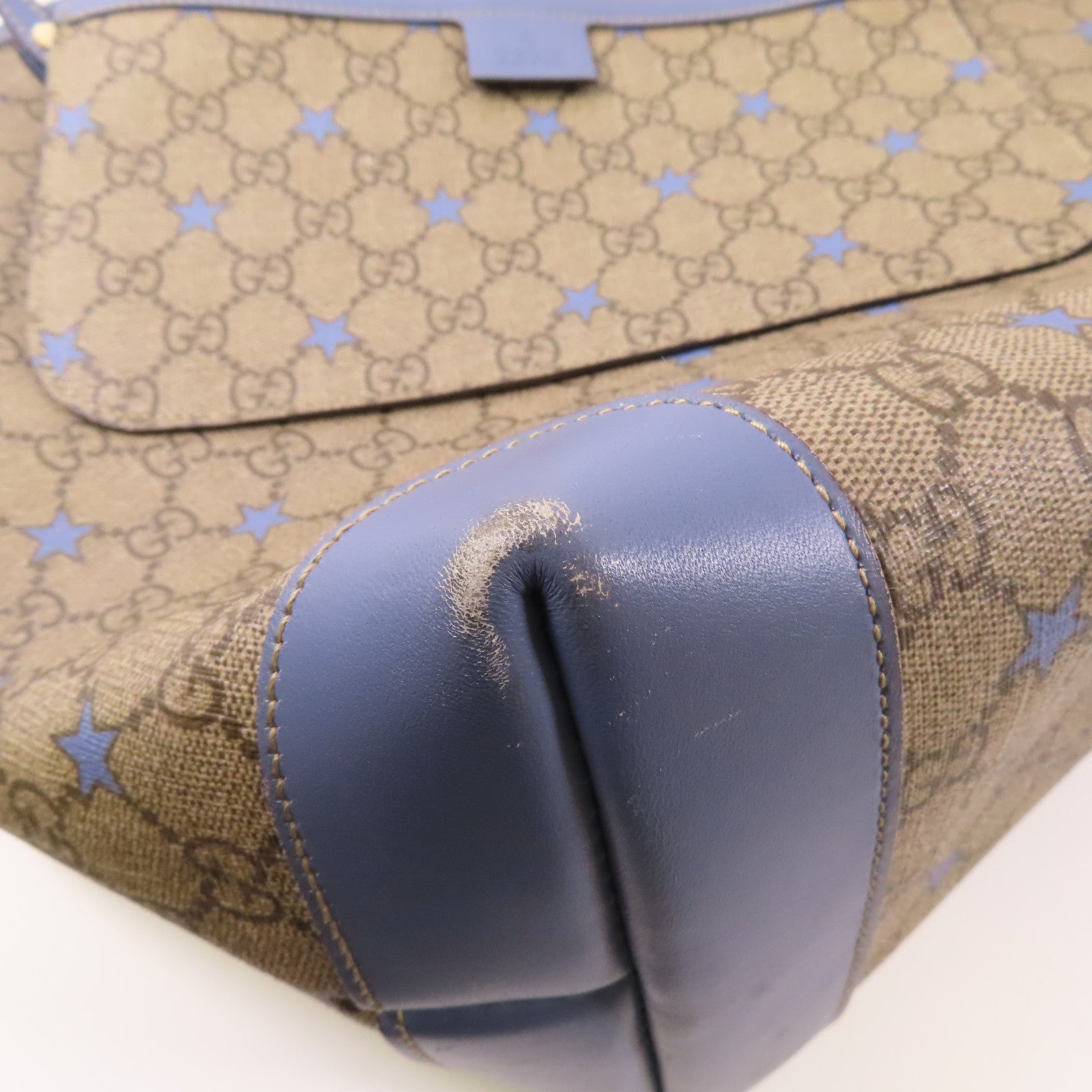 GUCCI GG Tote Bag 309497 PVC Coated Canvas Brown Blue