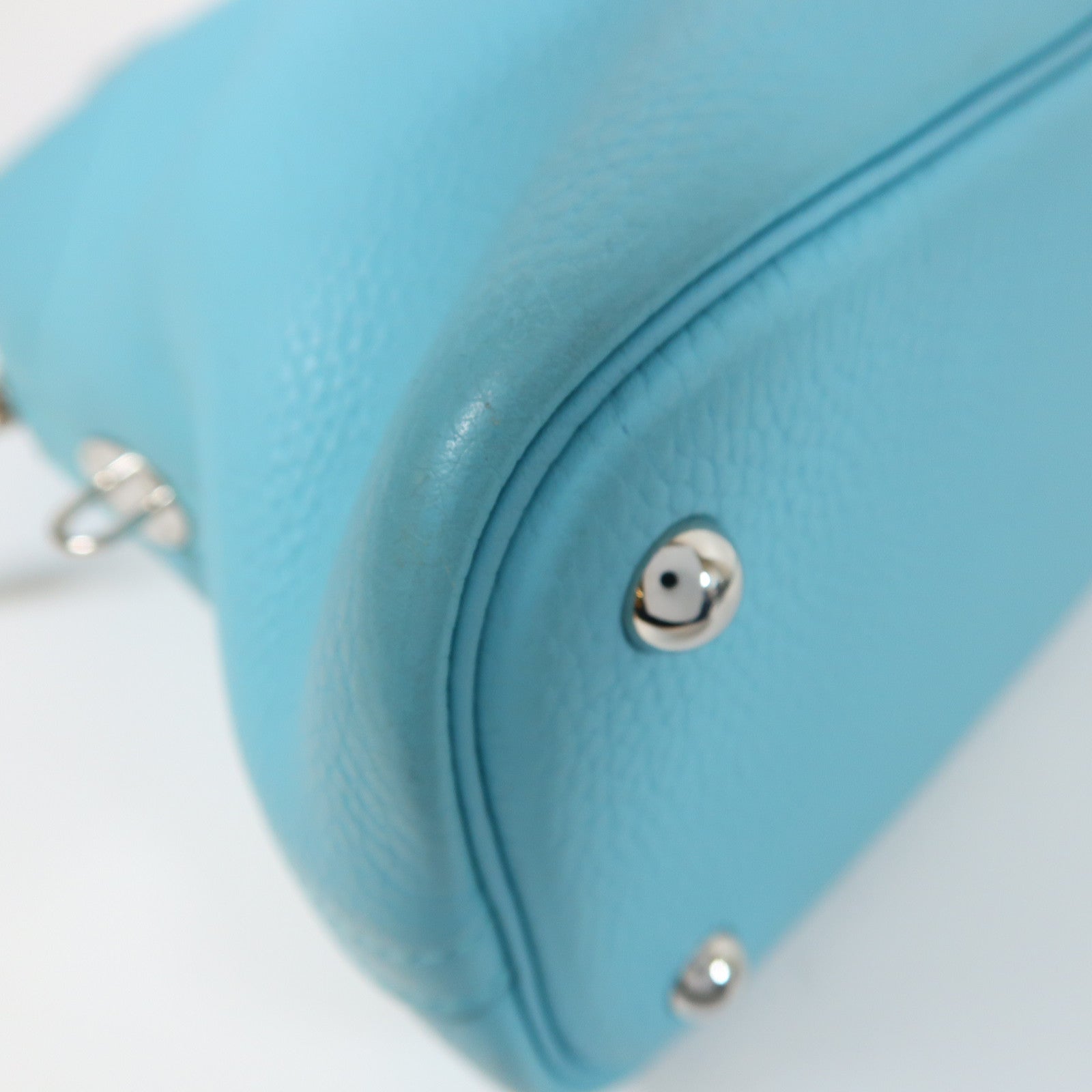 HERMES PHW Bolide 31 2 Way Shoulder Bag Handbag Clemence Leather Bleu Atoll/Blue
