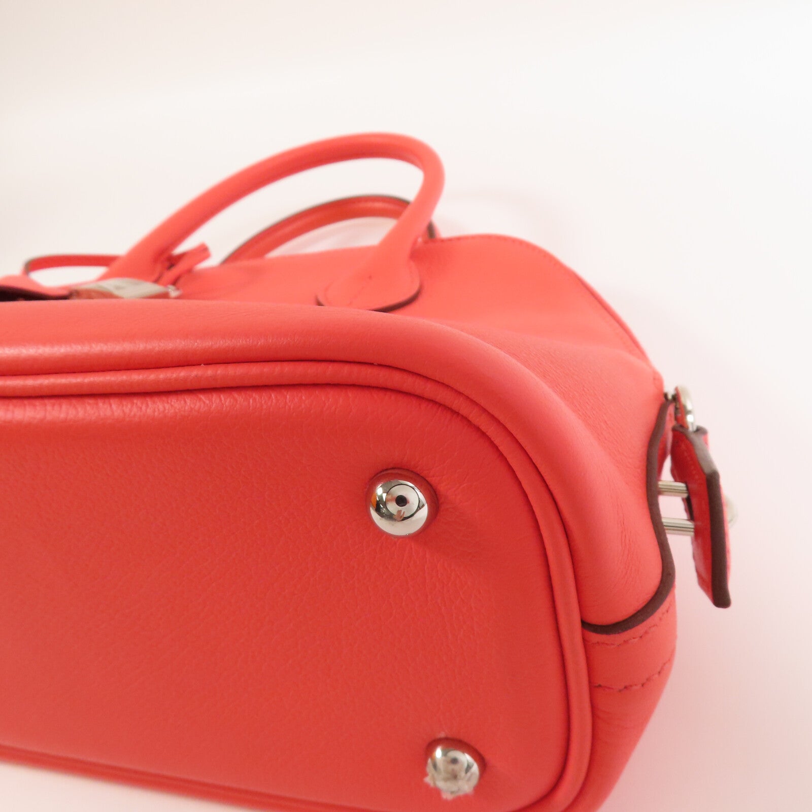 HERMES Evercolor皮革Bolide 1923 25銀扣手挽肩背兩用袋Rose Texas
