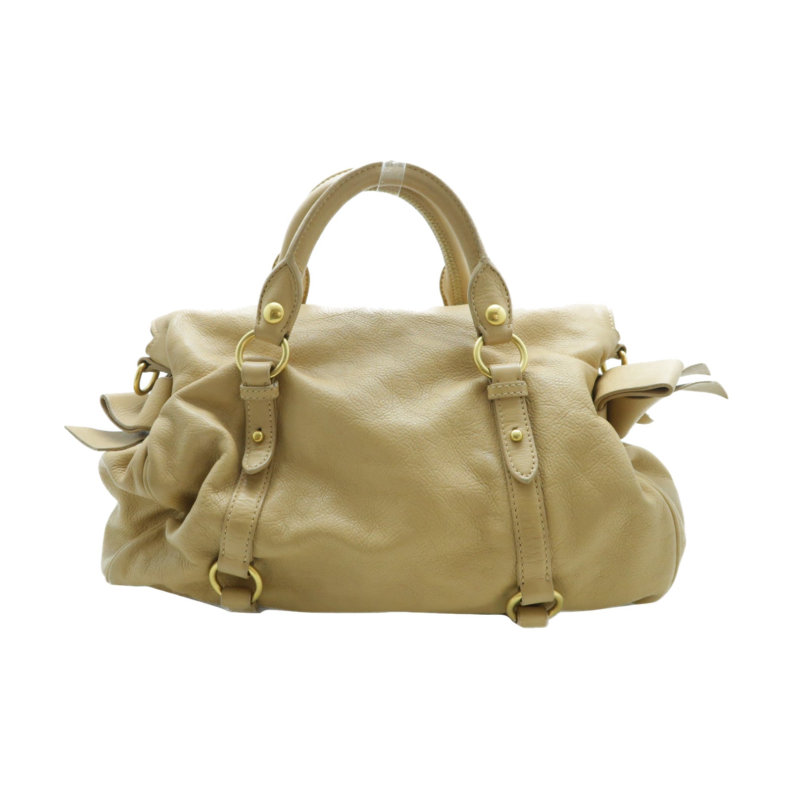 Miu Miu 牛皮皮革Shoulder Bag金扣肩背袋米色