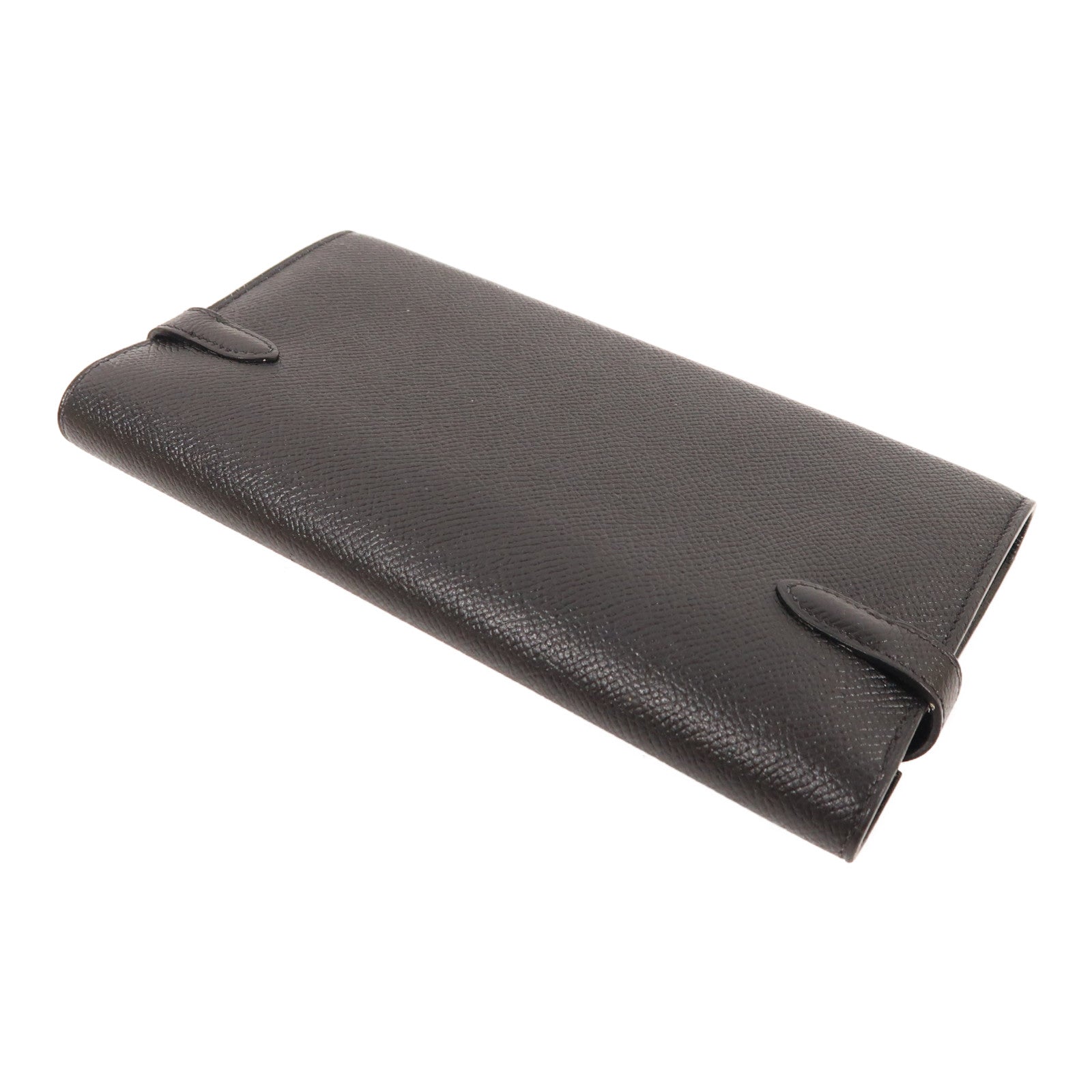 HERMES Epsom皮革Kelly Wallet銀扣長錢包Noir