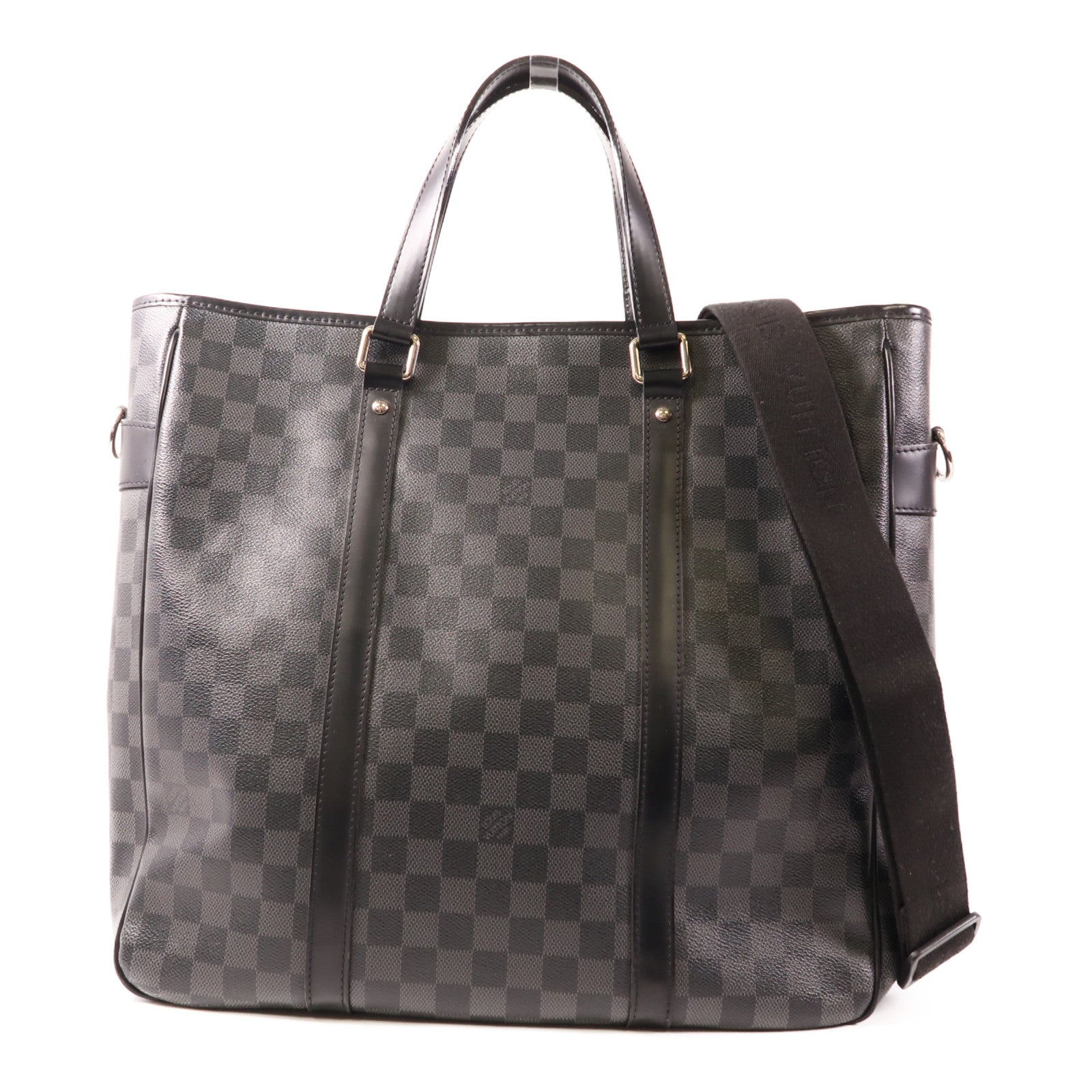 LOUIS VUITTON Damier Graphite Tadao MM銀扣手挽肩背兩用袋
