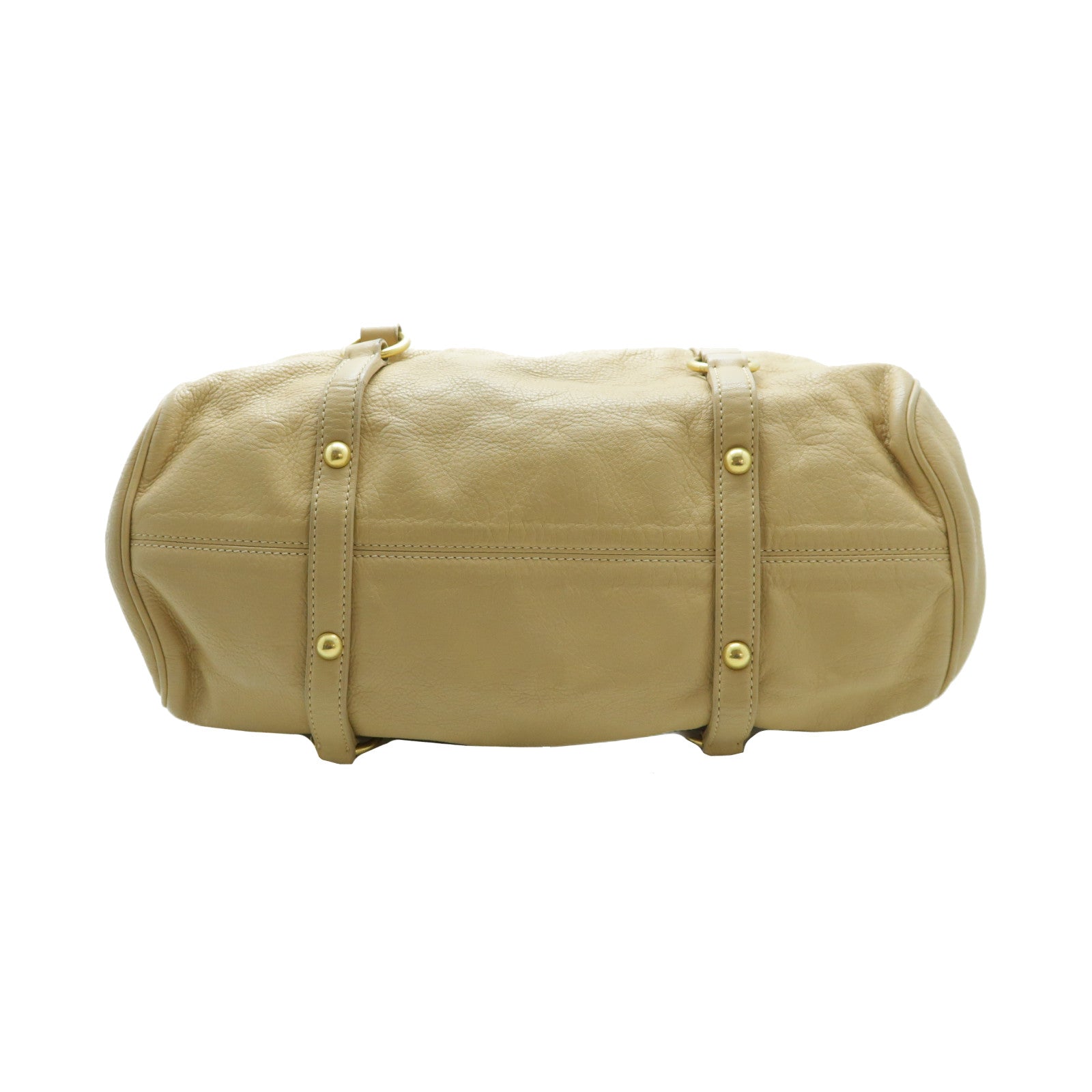 Miu Miu 牛皮皮革Shoulder Bag金扣肩背袋米色