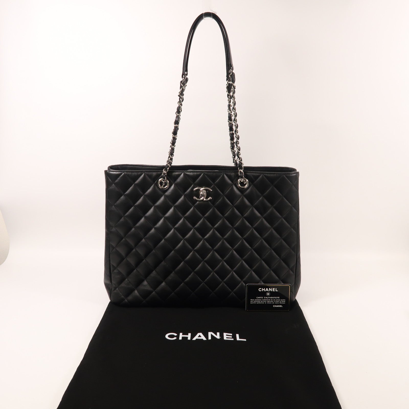 CHANEL 羊皮皮革Chain Shoulder銀扣鏈帶肩背袋