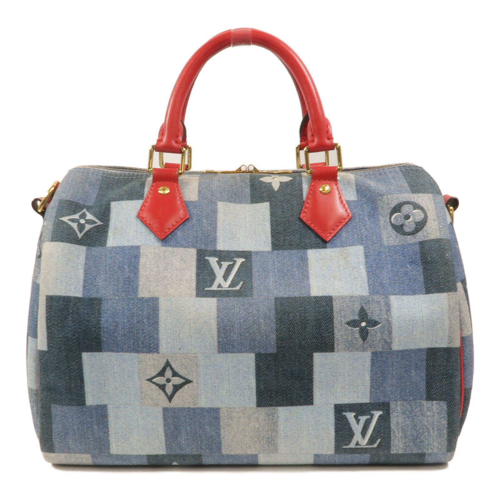 LOUIS VUITTON Monogram Denim Speedy Bandouliere 30手挽肩背兩用袋