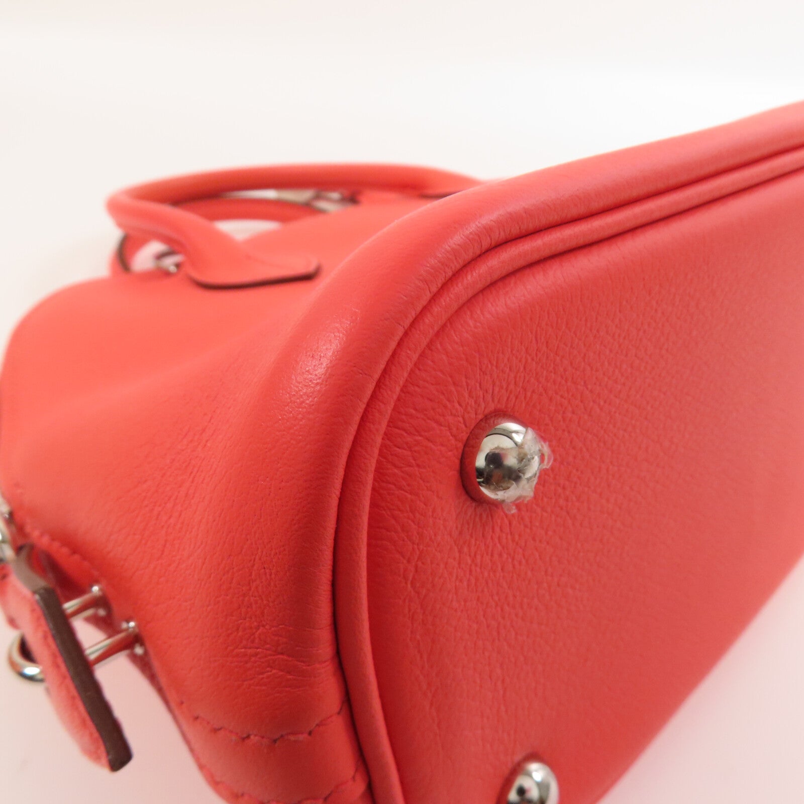 HERMES Evercolor皮革Bolide 1923 25銀扣手挽肩背兩用袋Rose Texas
