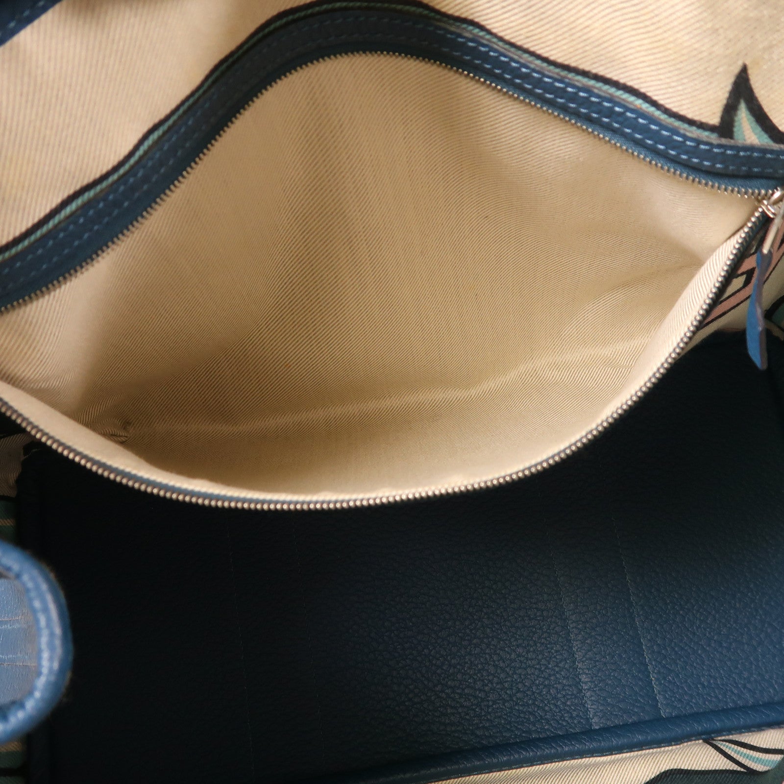 HERMES Negonda皮革Garden Party PM銀手挽袋扣Bleu Agate