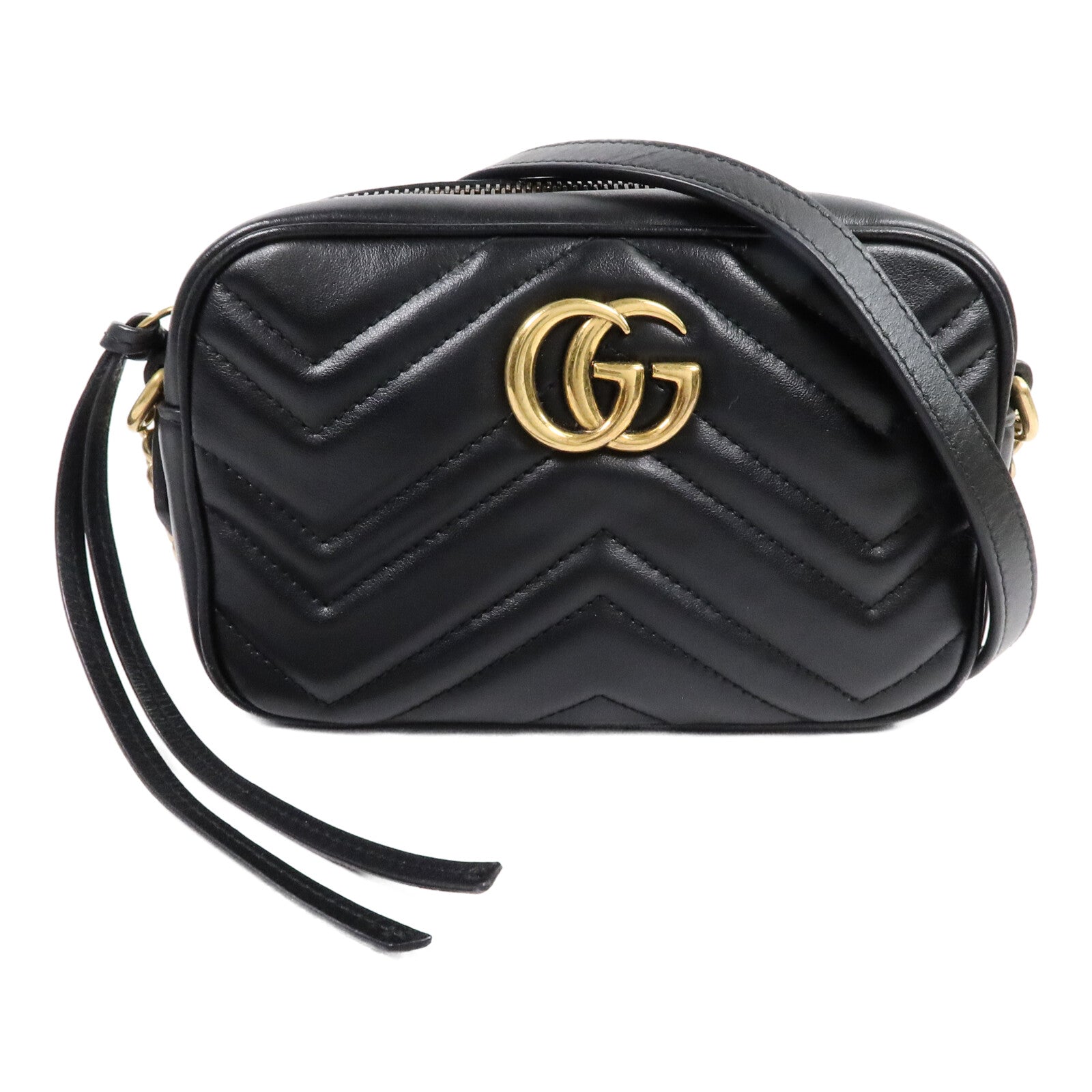 GUCCI 牛皮皮革GG Marmont Mini鏈帶肩背袋