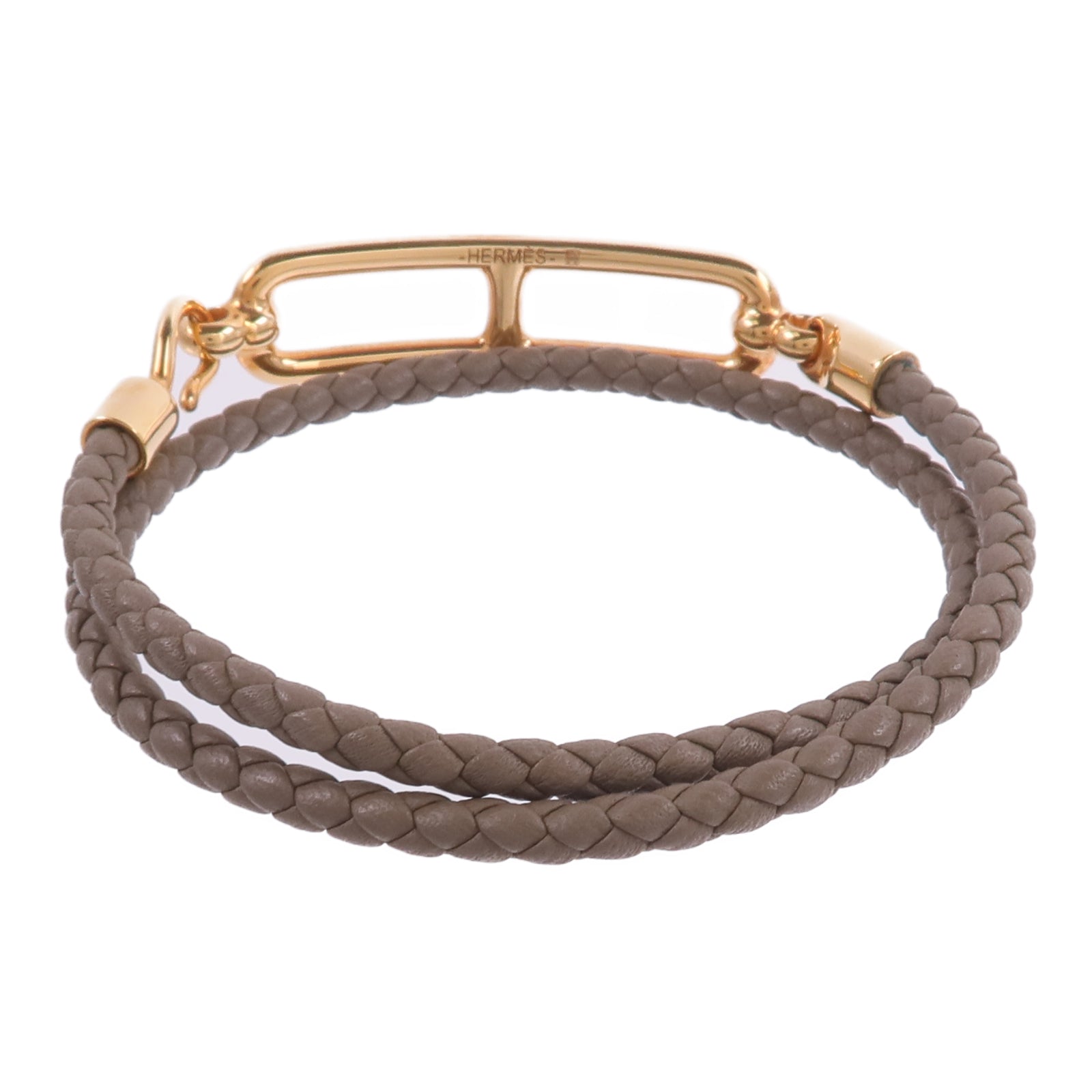 HERMES Swift皮革Roulis Double Tour Bracelet手帶Etoupe