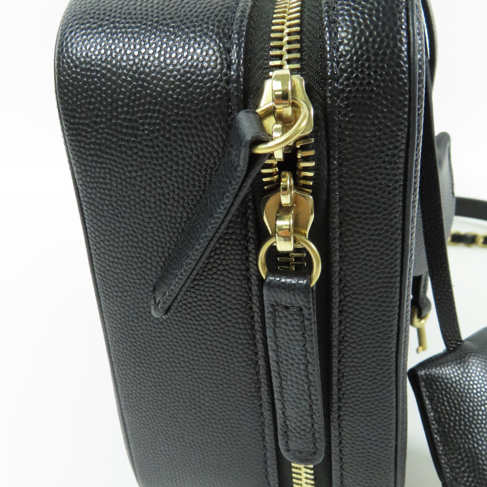 CHANEL 牛皮皮革Vanity Case金扣鏈帶手挽肩背兩用袋