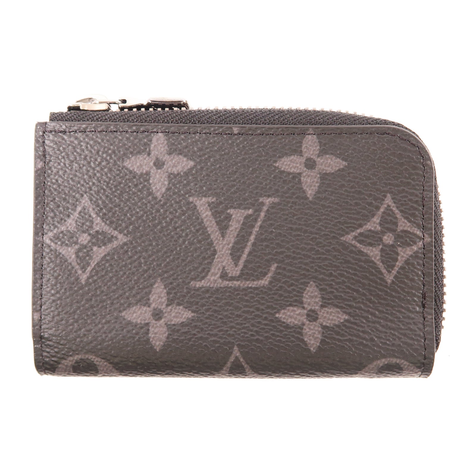 LOUIS VUITTON Monogram Eclipse Porte Monnaie Jour銀扣零錢包黑色
