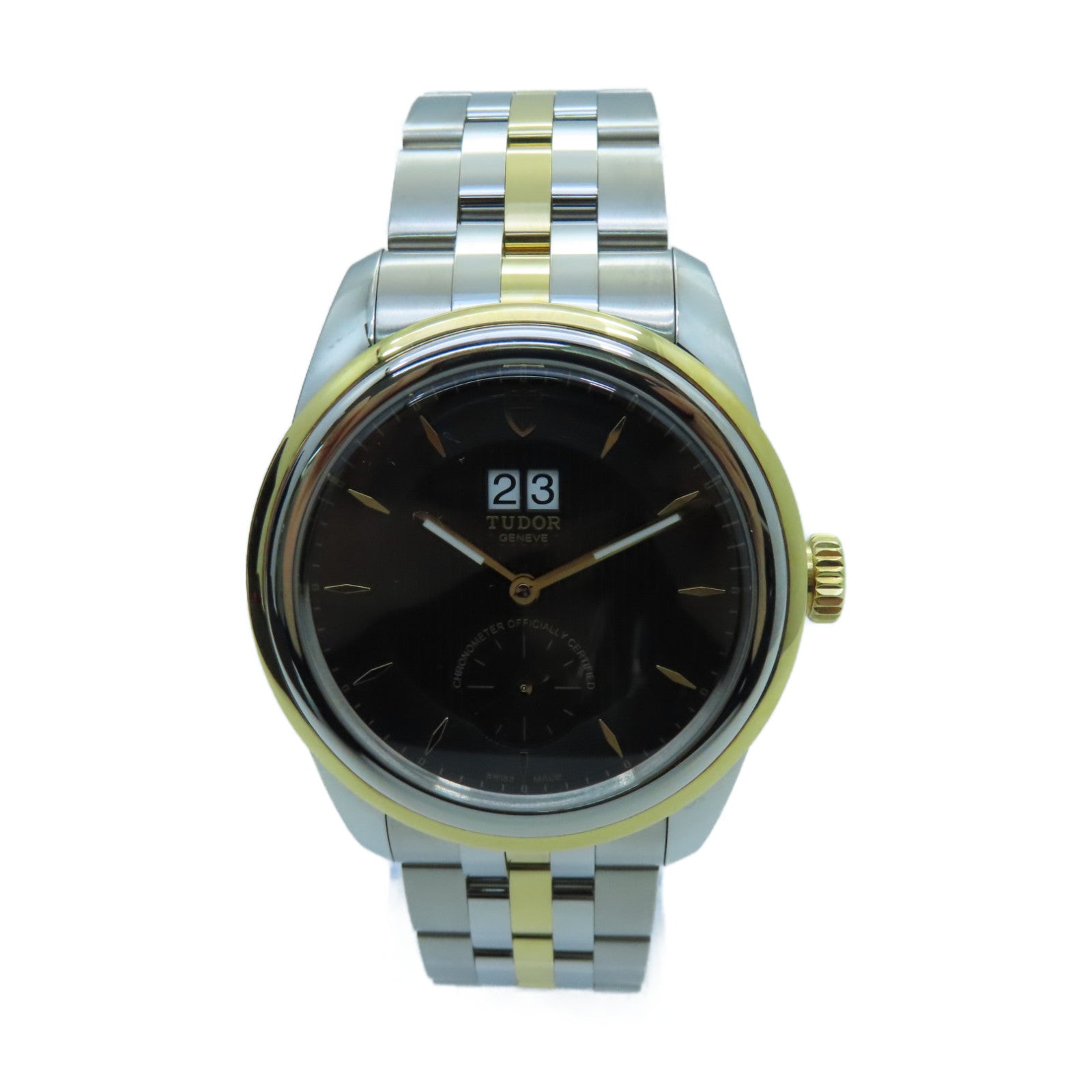 TUDOR Glamor Double Date 42MM Stainless Steel/18K Gold Watch Automatic Movement Black