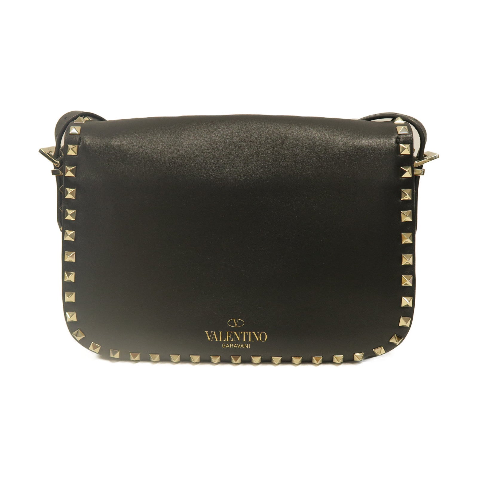 Valentino 【激減優惠】牛皮皮革Shoulder Bag金扣肩背袋黑色