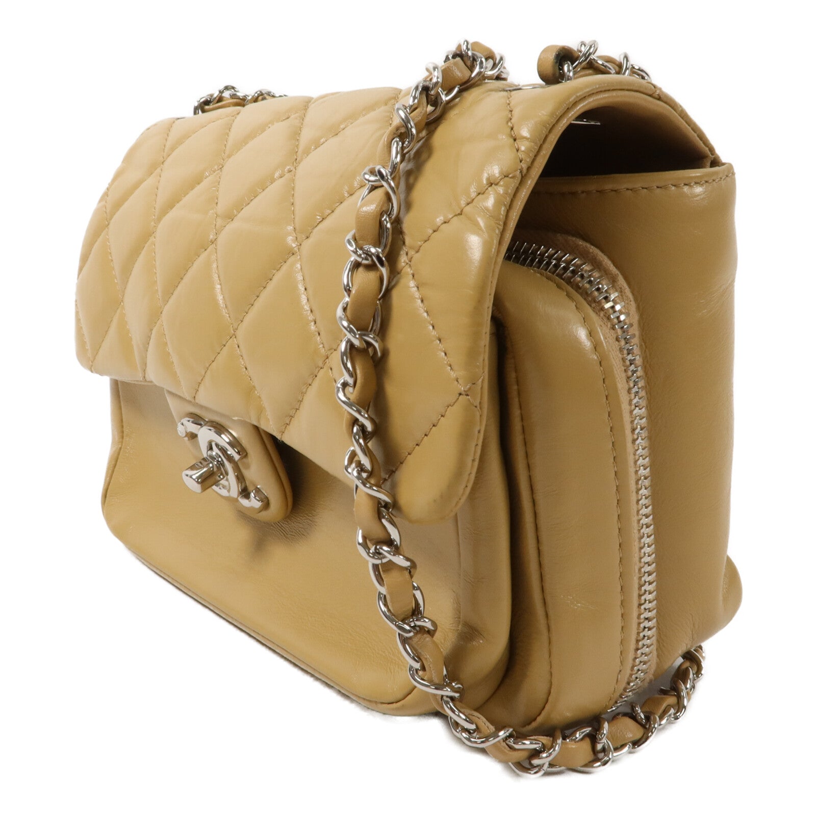 CHANEL 牛皮皮革Flap Bag鏈帶肩背袋