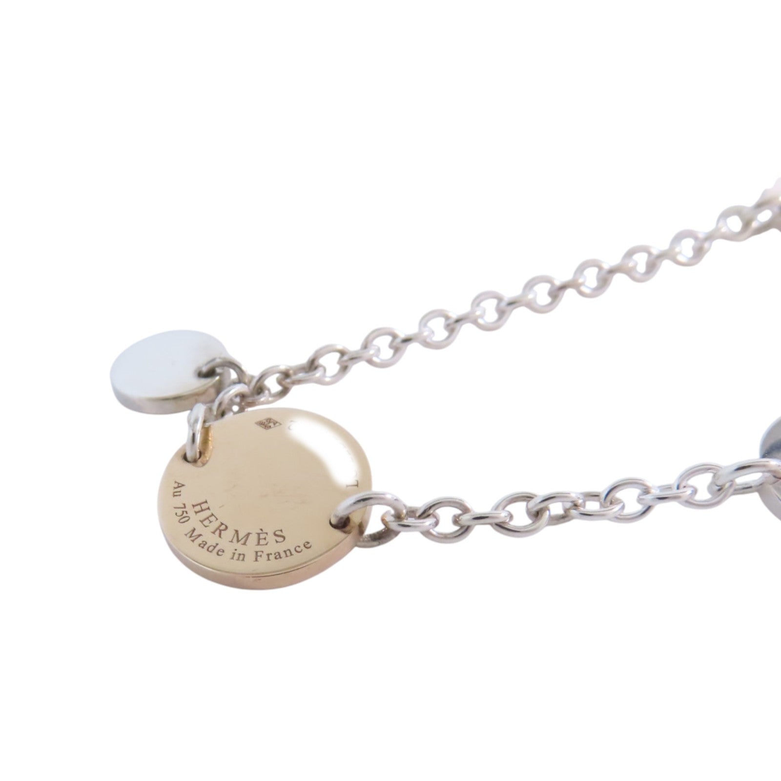 HERMES 18K玫瑰金/925純銀Confett Bracelet銀扣手鏈