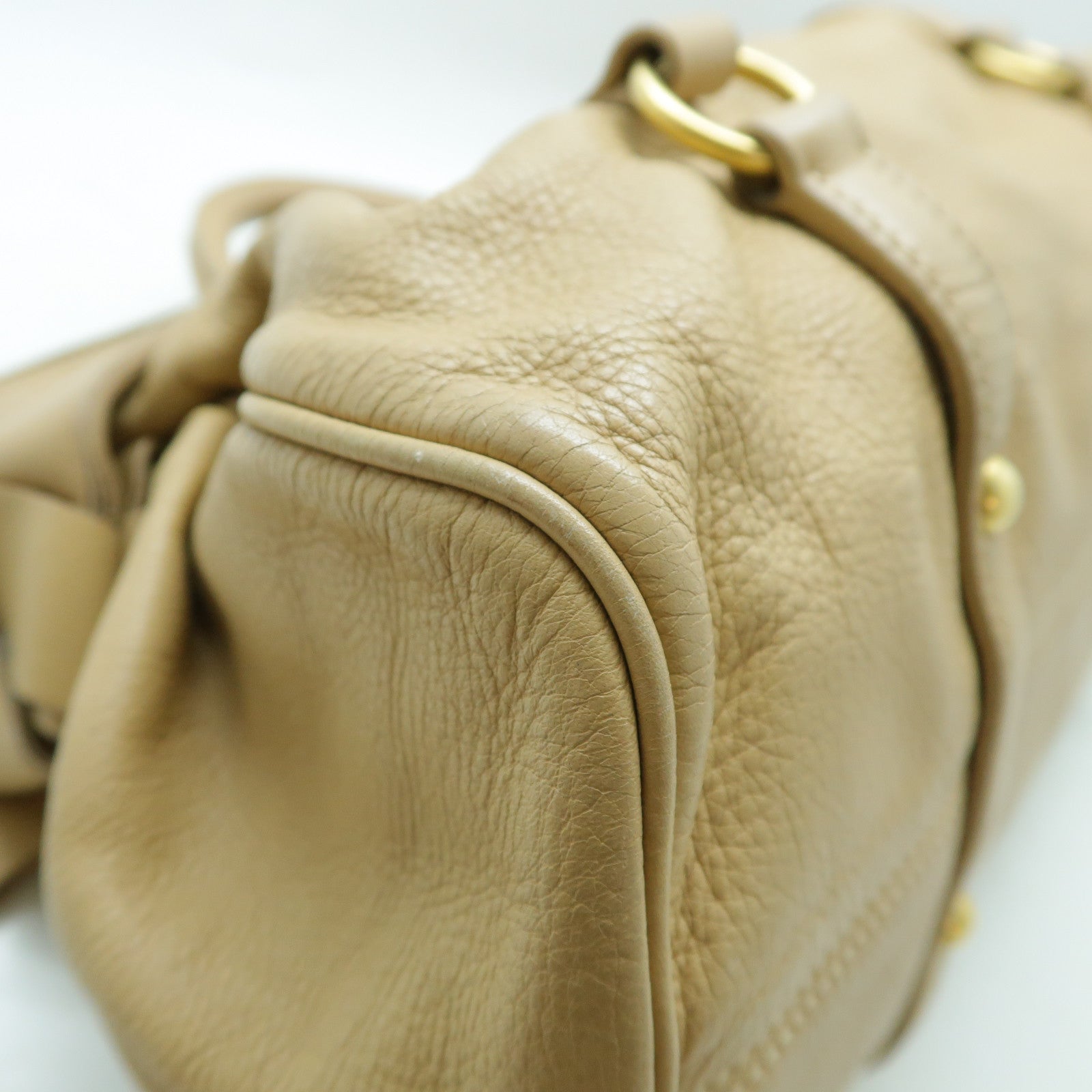 Miu Miu 牛皮皮革Shoulder Bag金扣肩背袋米色