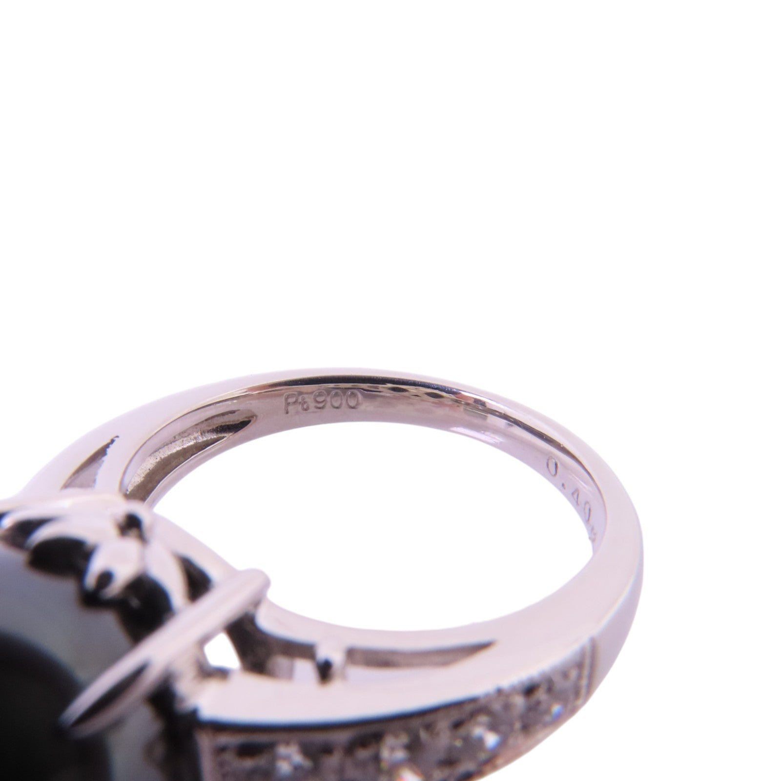 JEWELRY PT900鉑金/大溪地黑珍珠/鑽石Tahitian Pearl Diamond Ring戒指US#5.75