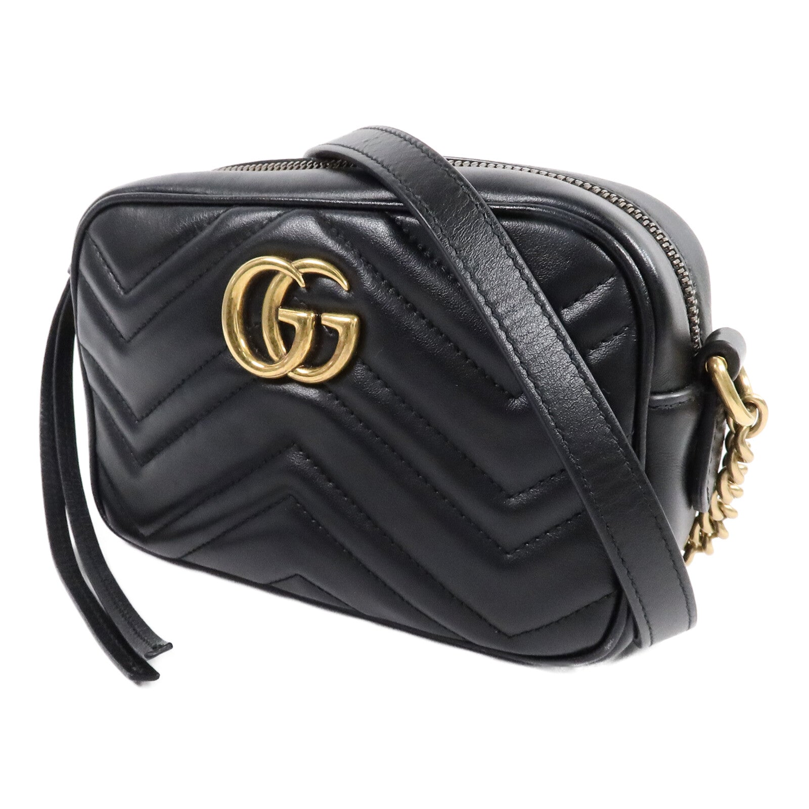 GUCCI 牛皮皮革GG Marmont Mini鏈帶肩背袋