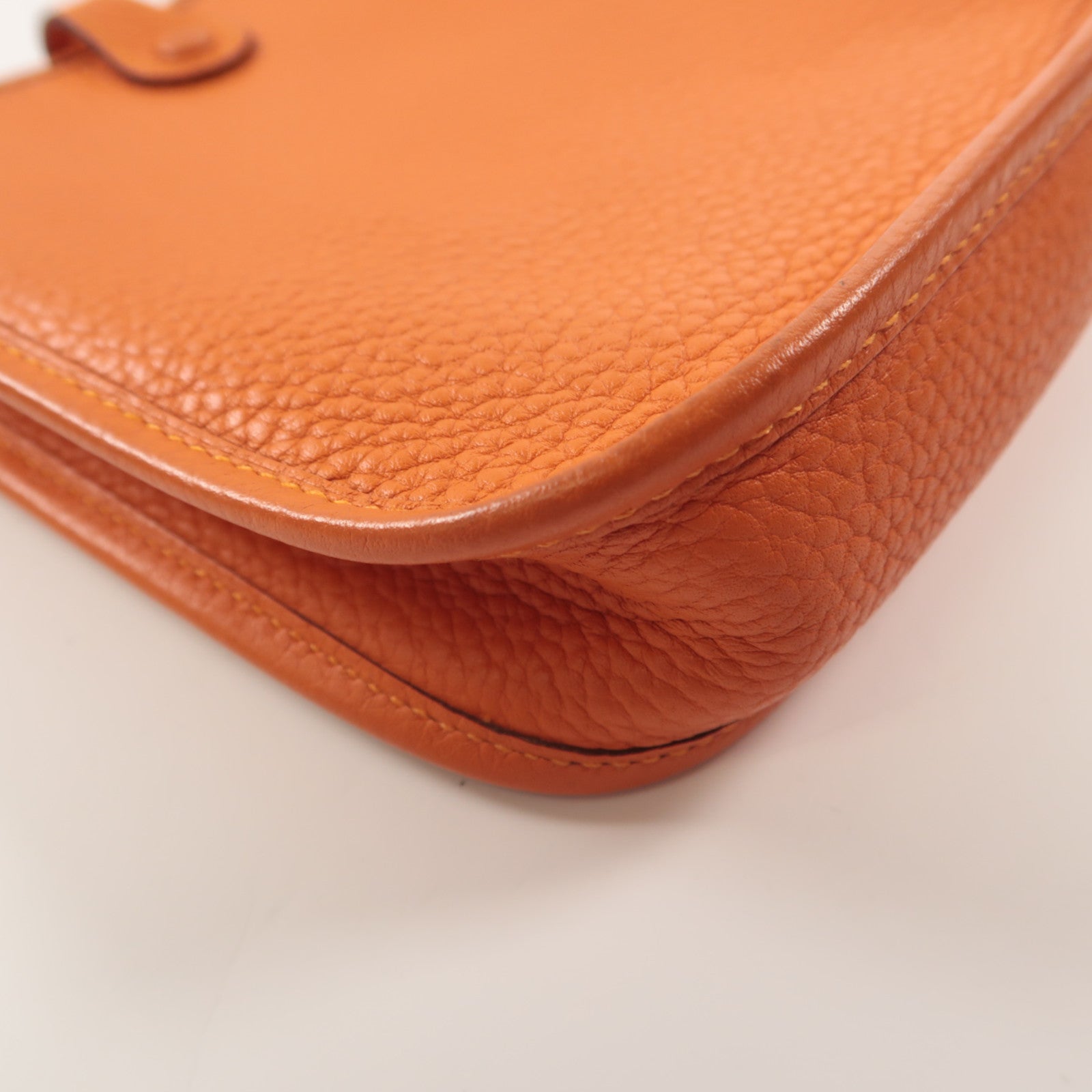 HERMES Clemence皮革Evelyne TPM銀扣肩背袋橙色